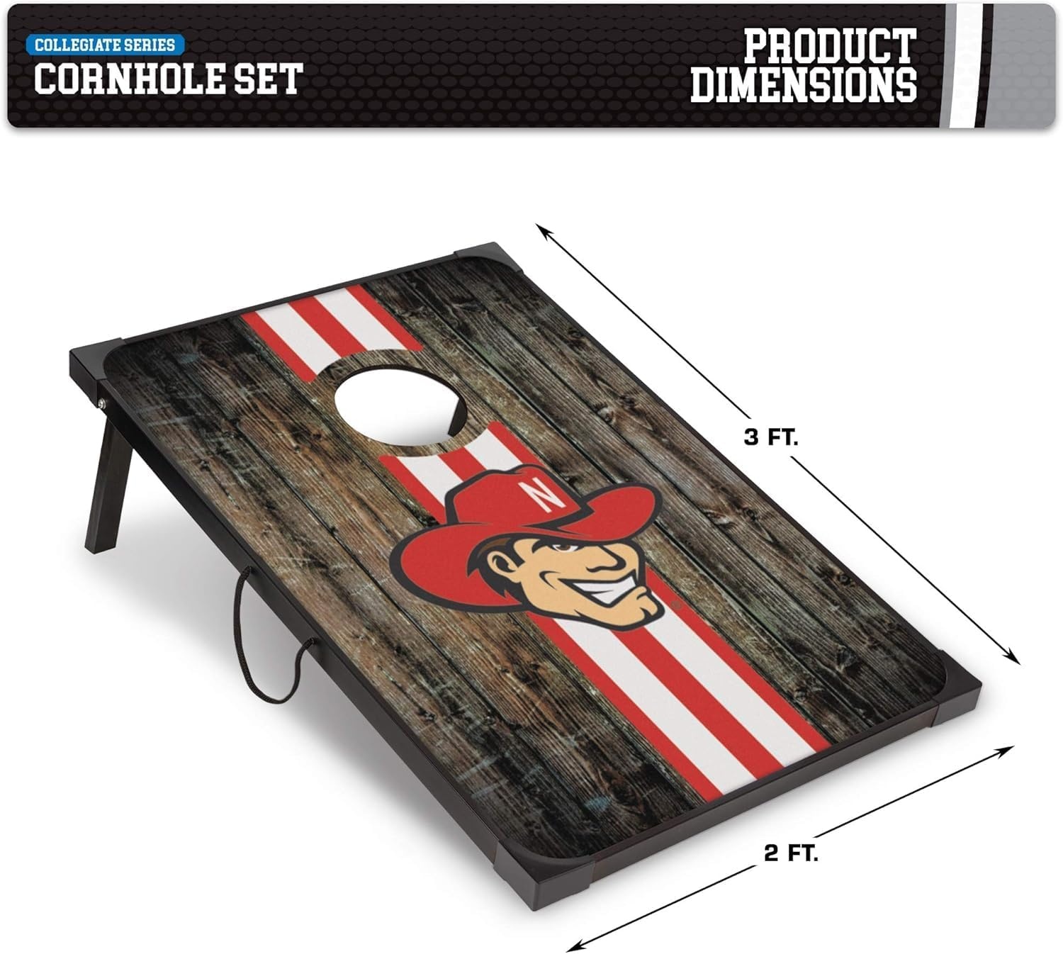 Wild Sports NCAA 2′ x 3′ MDF Deluxe Cornhole Set – with Corners and Aprons(Nebraska Cornhuskers)