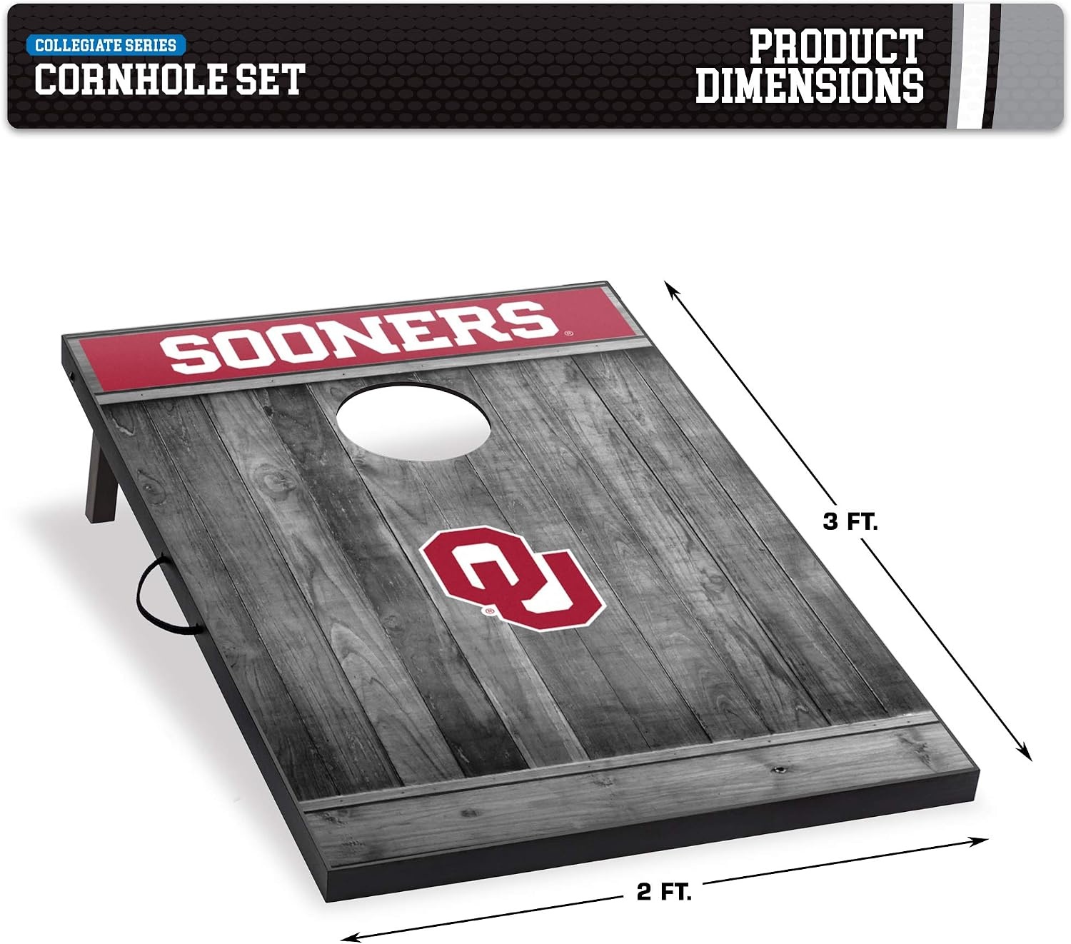Wild Sports 2’x3′ MDF Wood NCAA College Cornhole Set(Oklahoma Sooners)