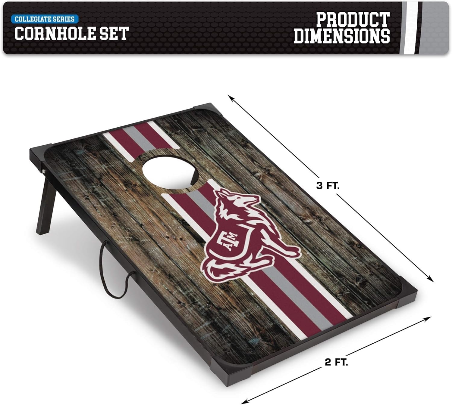 Wild Sports NCAA 2′ x 3′ MDF Deluxe Cornhole Set – with Corners and Aprons(Texas A&M Aggies)