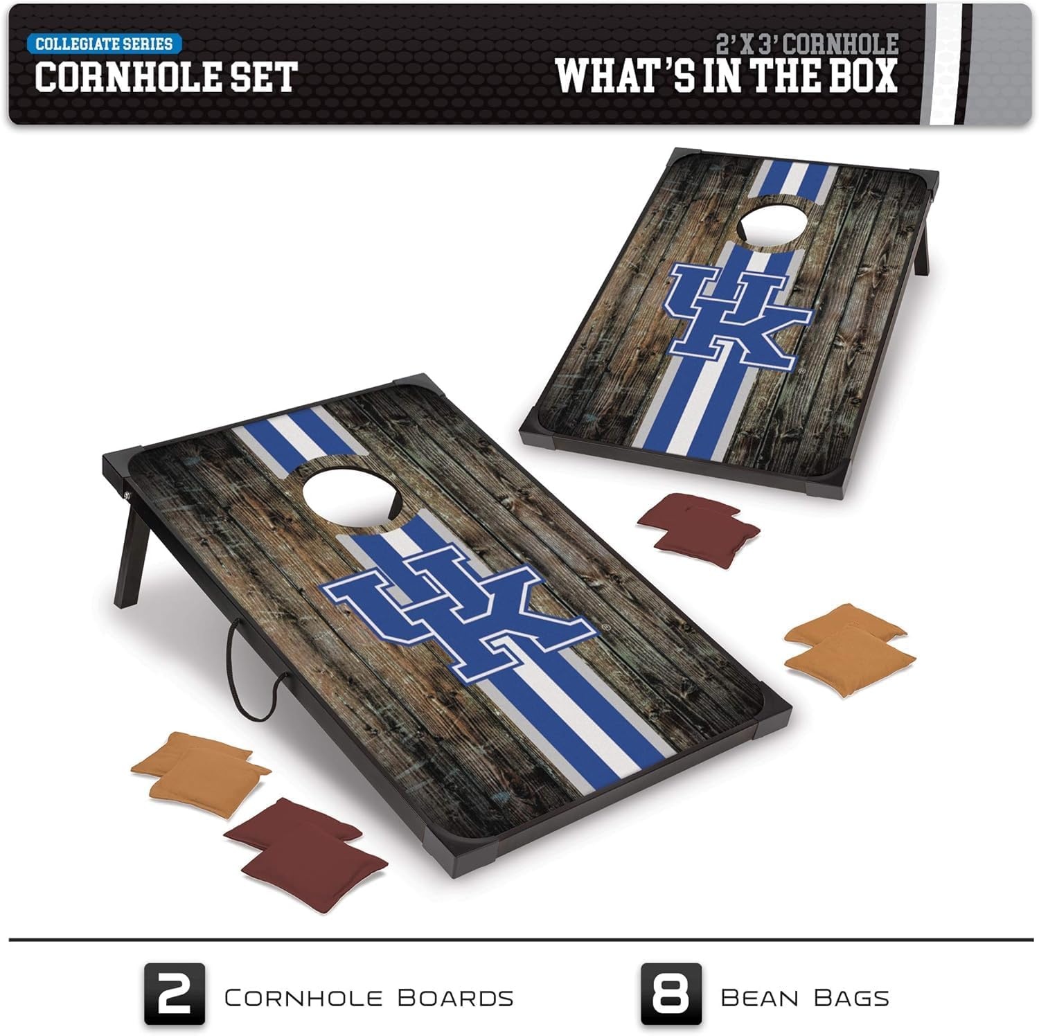 Wild Sports NCAA 2′ x 3′ MDF Deluxe Cornhole Set – with Corners and Aprons(Kentucky Wildcats)