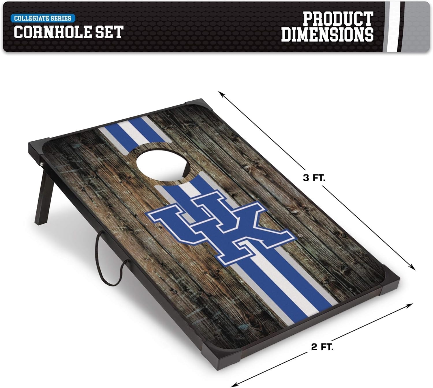 Wild Sports NCAA 2′ x 3′ MDF Deluxe Cornhole Set – with Corners and Aprons(Kentucky Wildcats)