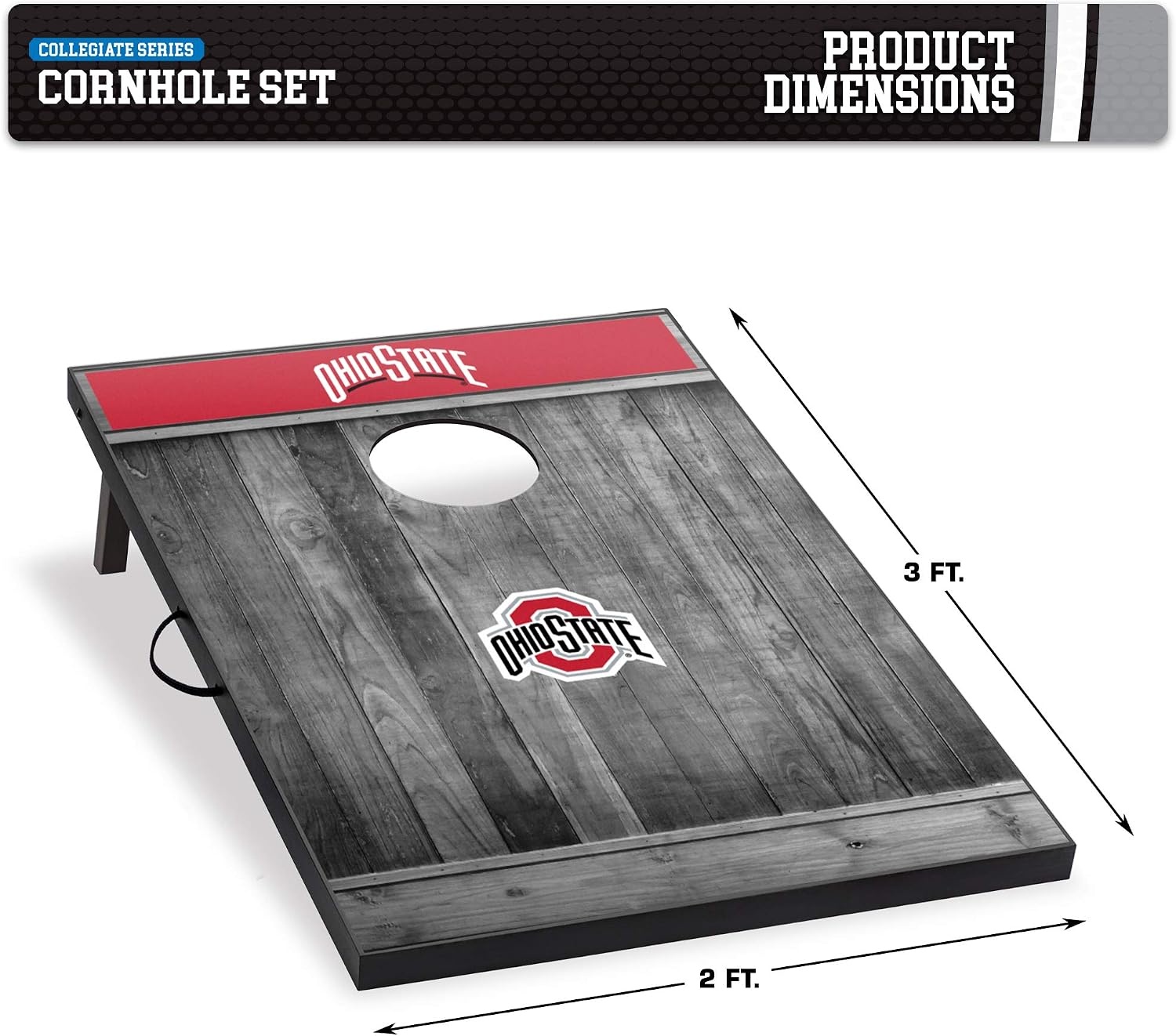 Wild Sports 2’x3′ MDF Wood NCAA College Cornhole Set(Ohio State Buckeyes)