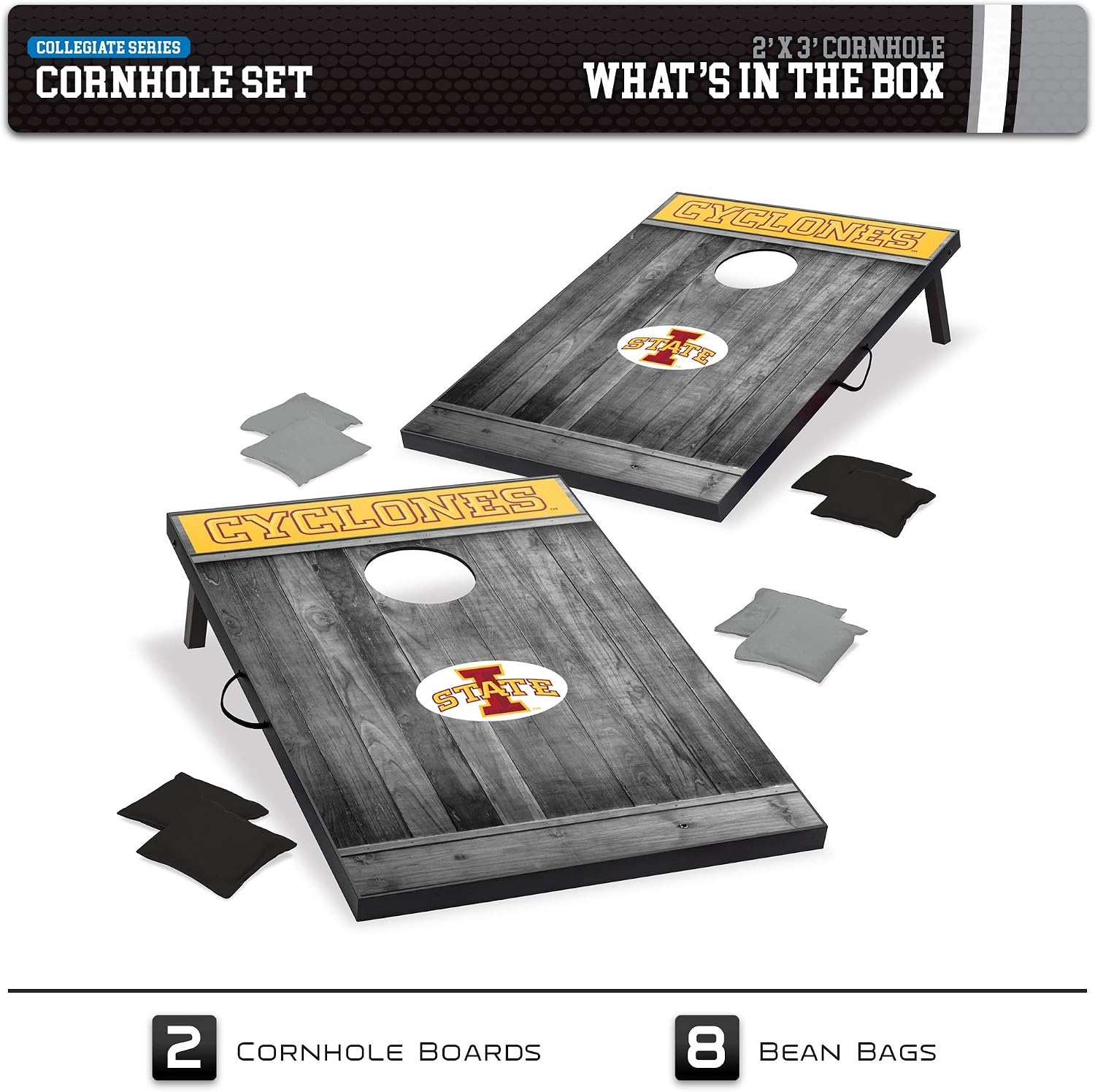 Wild Sports 2’x3′ MDF Wood NCAA College Cornhole Set(Iowa State Cyclones)