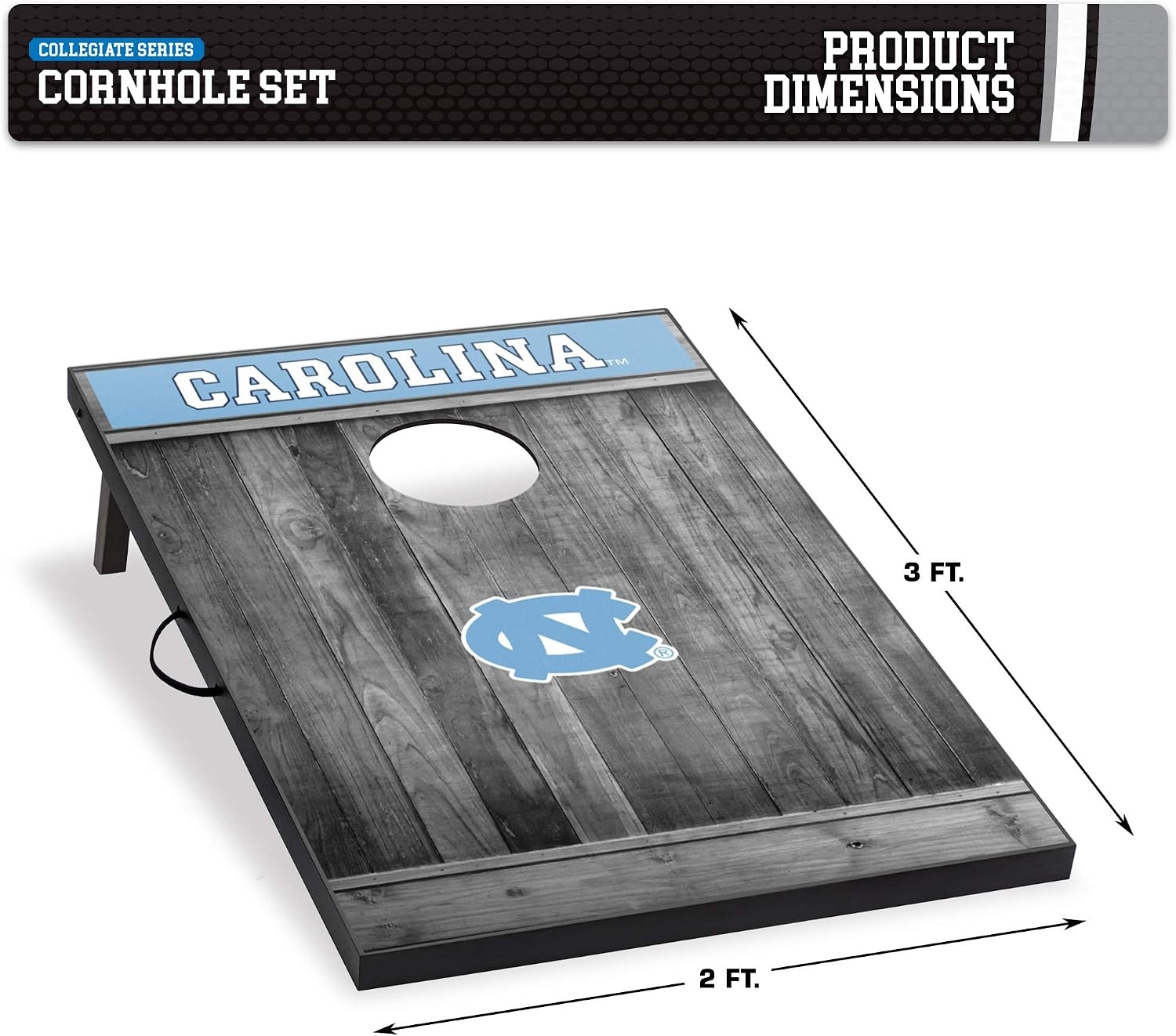 Wild Sports 2’x3′ MDF Wood NCAA College Cornhole Set(North Carolina Tar Heels)