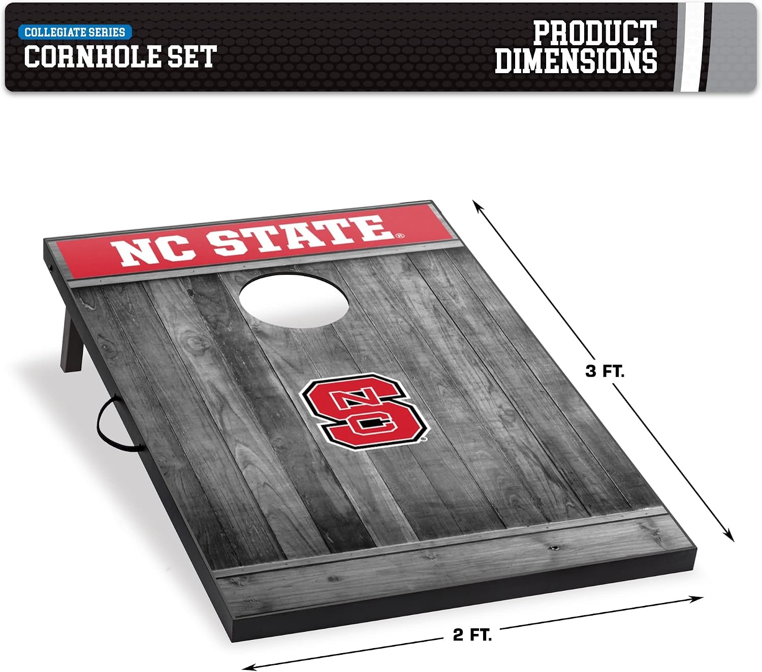 Wild Sports 2’x3′ MDF Wood NCAA College Cornhole Set(North Carolina State Wolfpack)