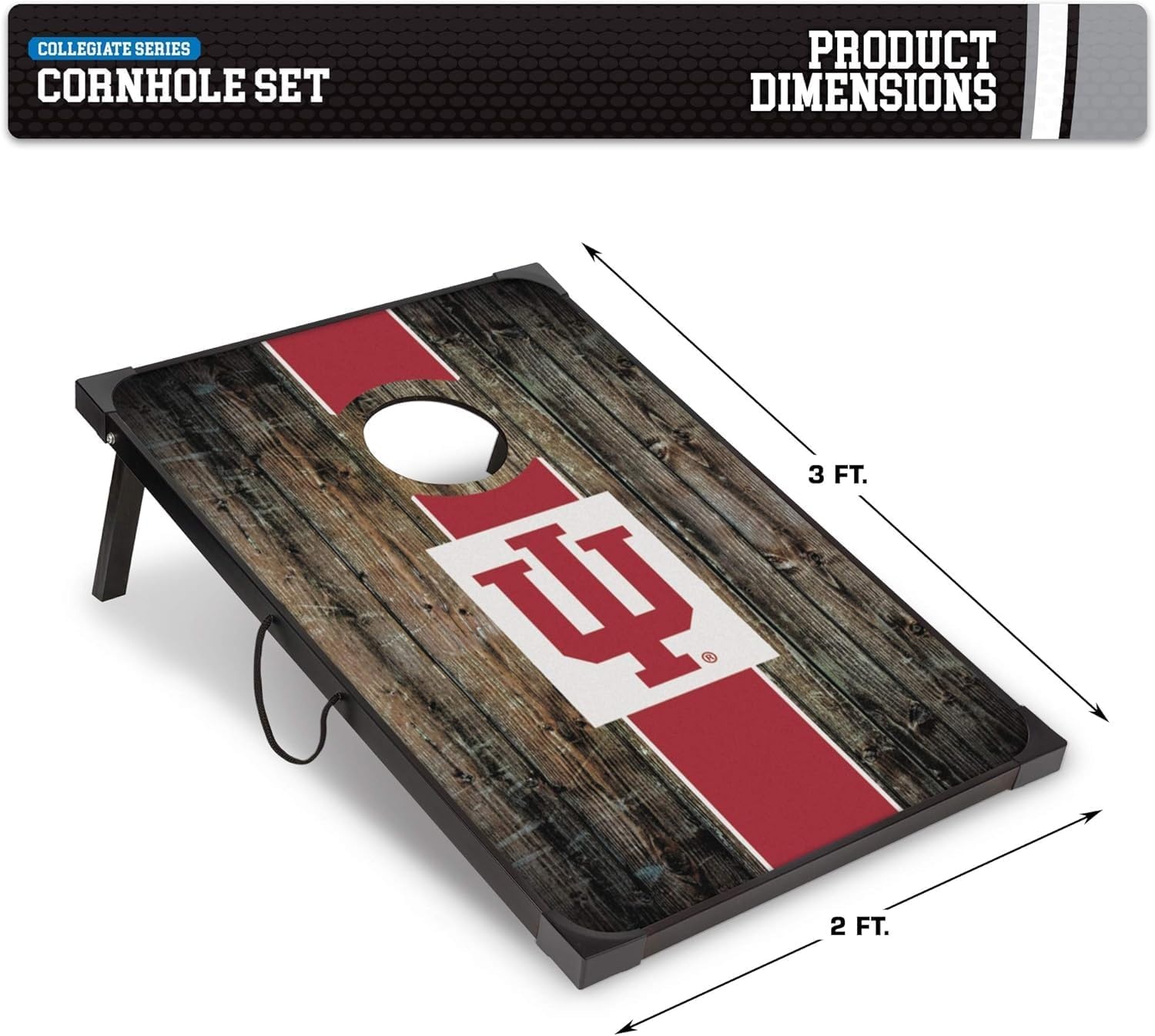 Wild Sports NCAA 2′ x 3′ MDF Deluxe Cornhole Set – with Corners and Aprons(Indiana Hoosiers)