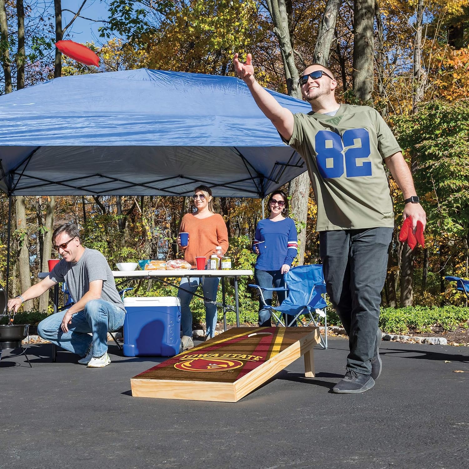 NCAA College 2′ x 4′ Wood Direct Print Tournament Cornhole Set by Wild Sports, 8 Bean Bags, Vintage Triange Design – Tailgate, Outdoor, Backyard(Iowa State Cyclones)