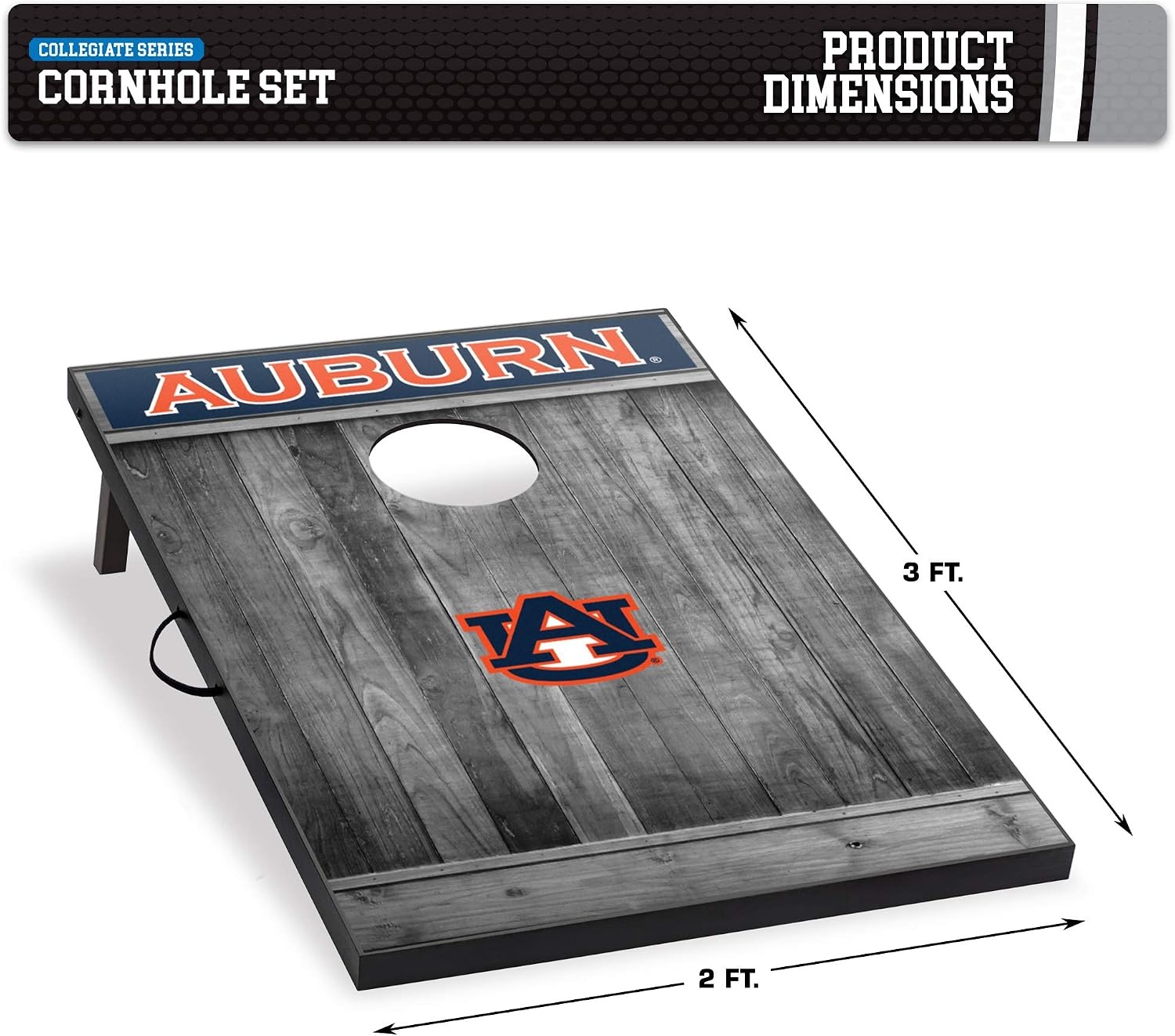 Wild Sports 2’x3′ MDF Wood NCAA College Cornhole Set(Auburn Tigers)