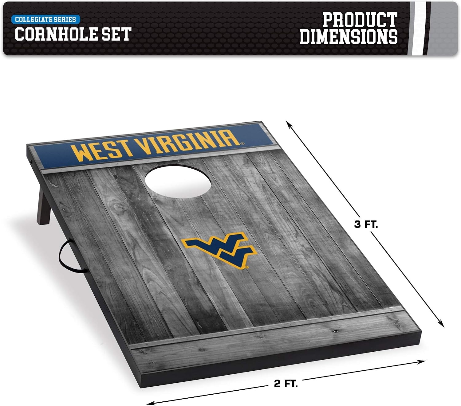 Wild Sports 2’x3′ MDF Wood NCAA College Cornhole Set(West Virginia Mountaineers)