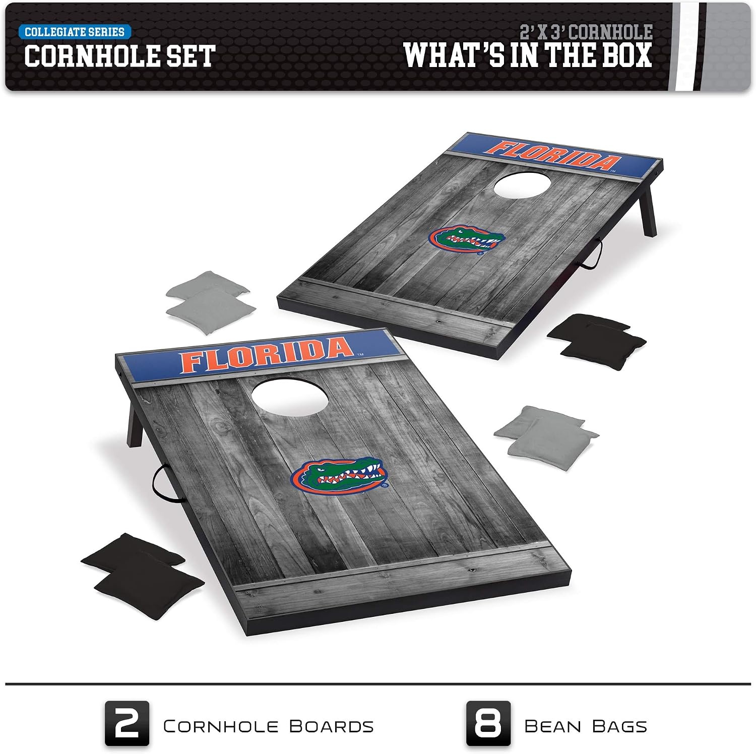 Wild Sports 2’x3′ MDF Wood NCAA College Cornhole Set(Florida Gators)