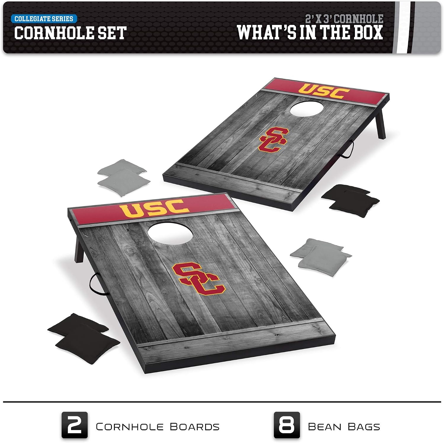 Wild Sports 2’x3′ MDF Wood NCAA College Cornhole Set(USC Trojans)