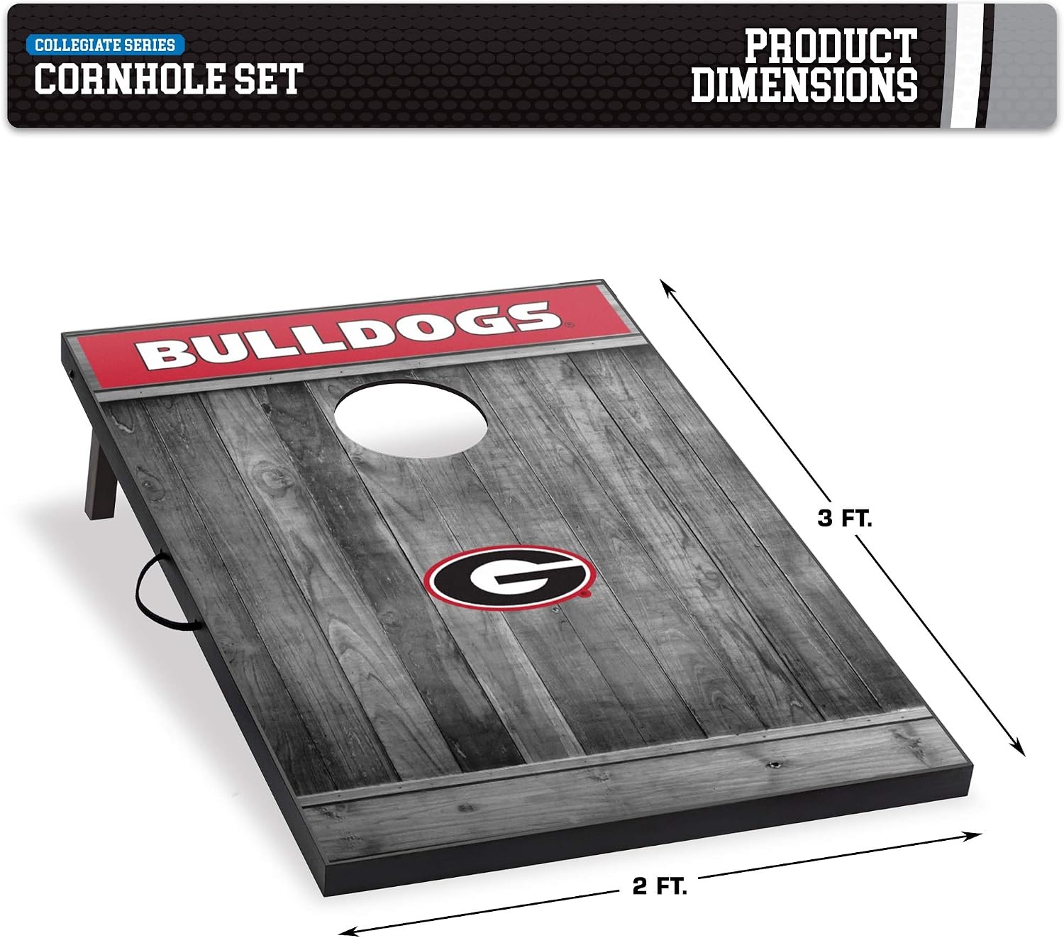 Wild Sports 2’x3′ MDF Wood NCAA College Cornhole Set(Georgia Bulldogs)