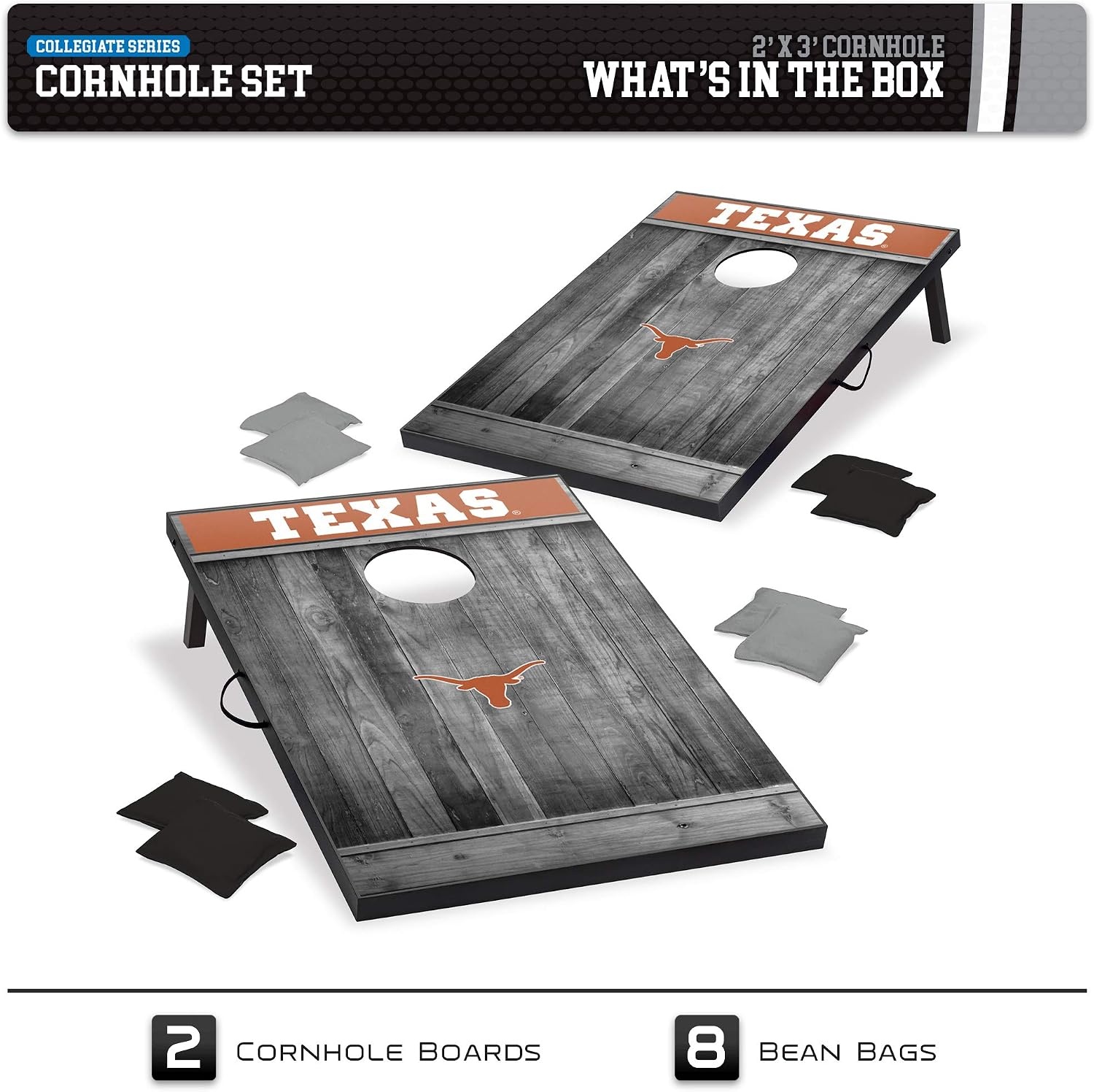 Wild Sports 2’x3′ MDF Wood NCAA College Cornhole Set(Texas Longhorns)