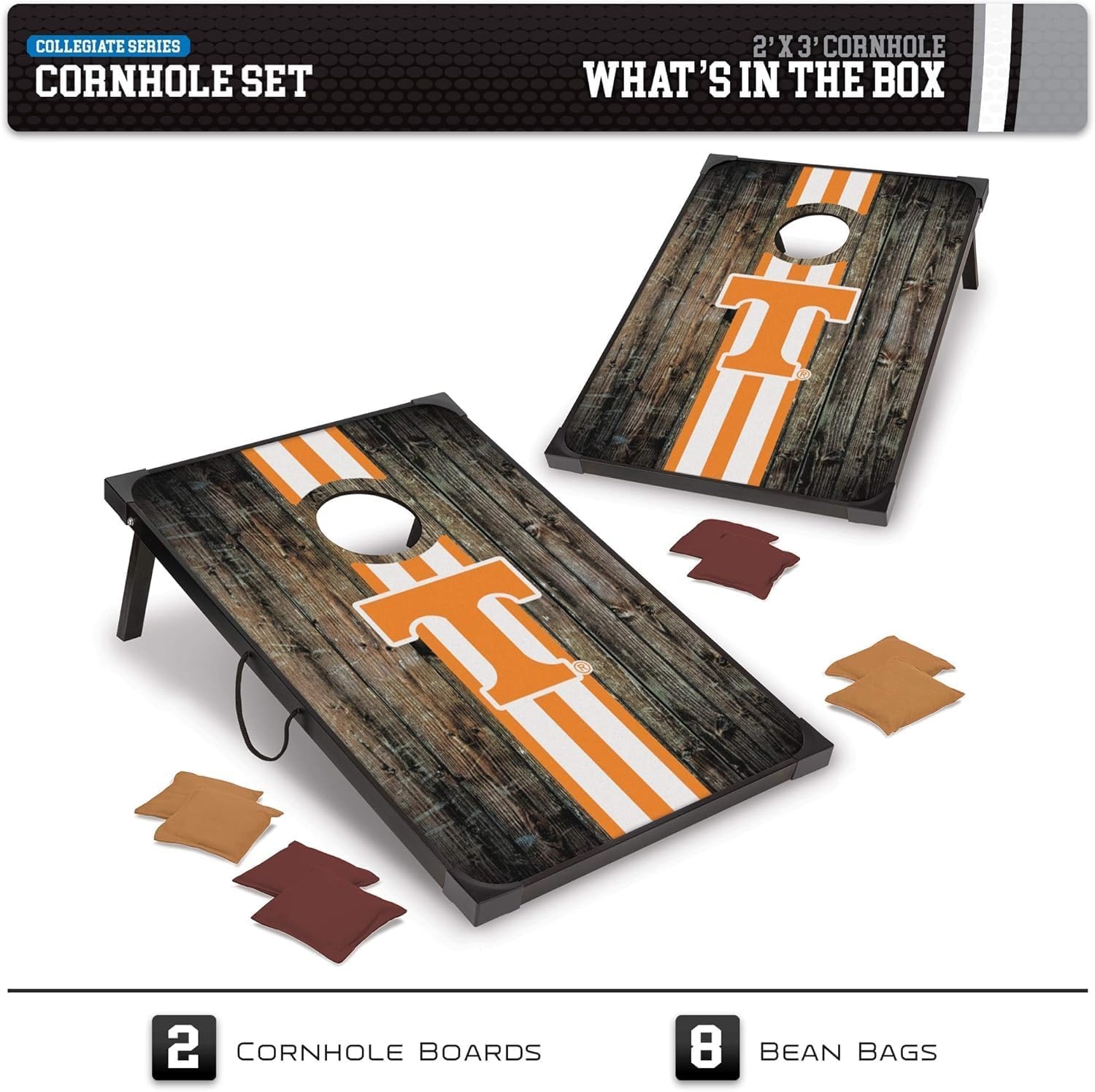 Wild Sports NCAA 2′ x 3′ MDF Deluxe Cornhole Set – with Corners and Aprons(Tennessee Volunteers)