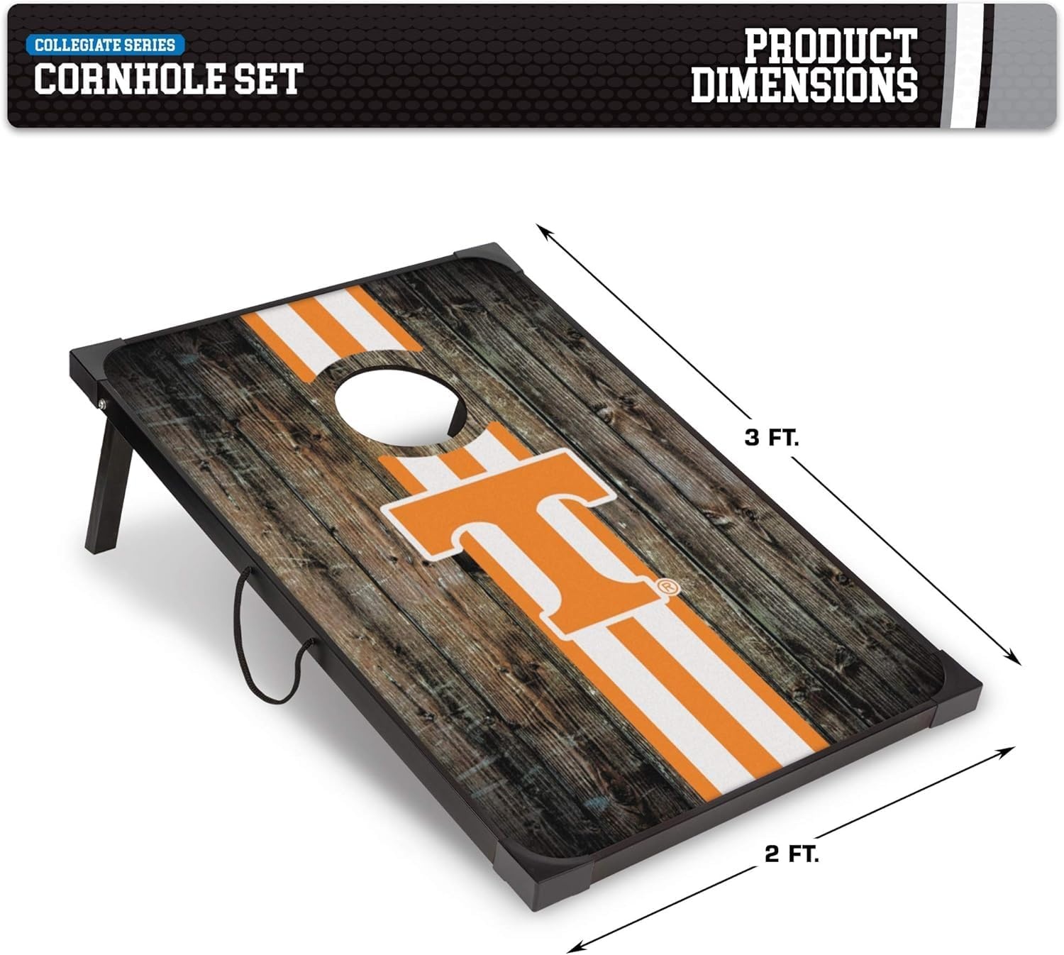 Wild Sports NCAA 2′ x 3′ MDF Deluxe Cornhole Set – with Corners and Aprons(Tennessee Volunteers)