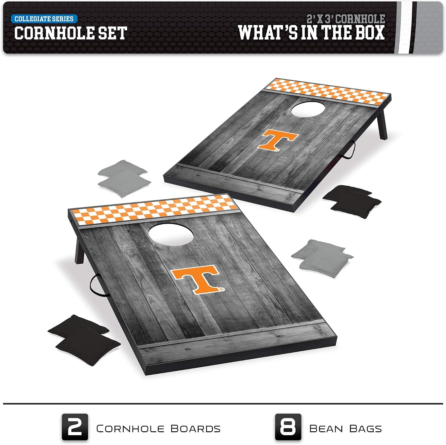 Wild Sports 2’x3′ MDF Wood NCAA College Cornhole Set(Tennessee Volunteers)