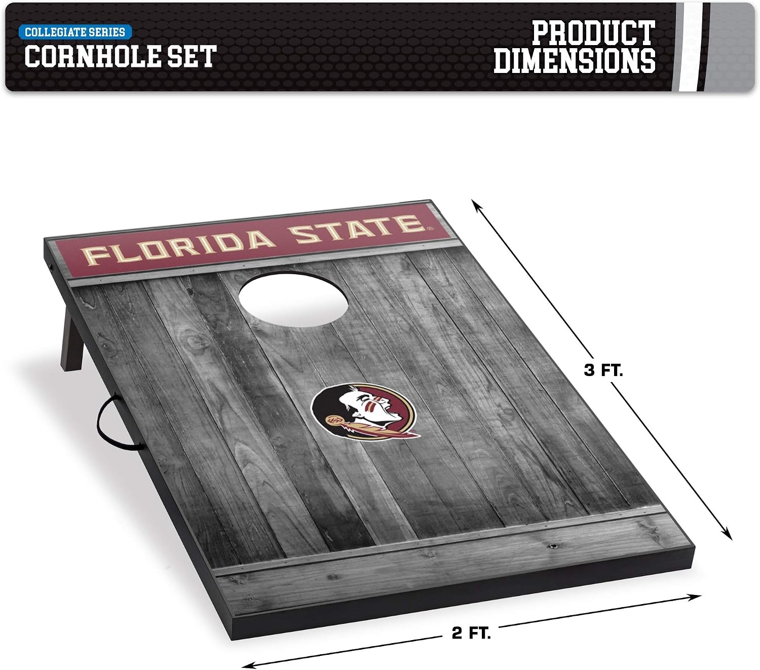 Wild Sports 2’x3′ MDF Wood NCAA College Cornhole Set(Florida State Seminoles)