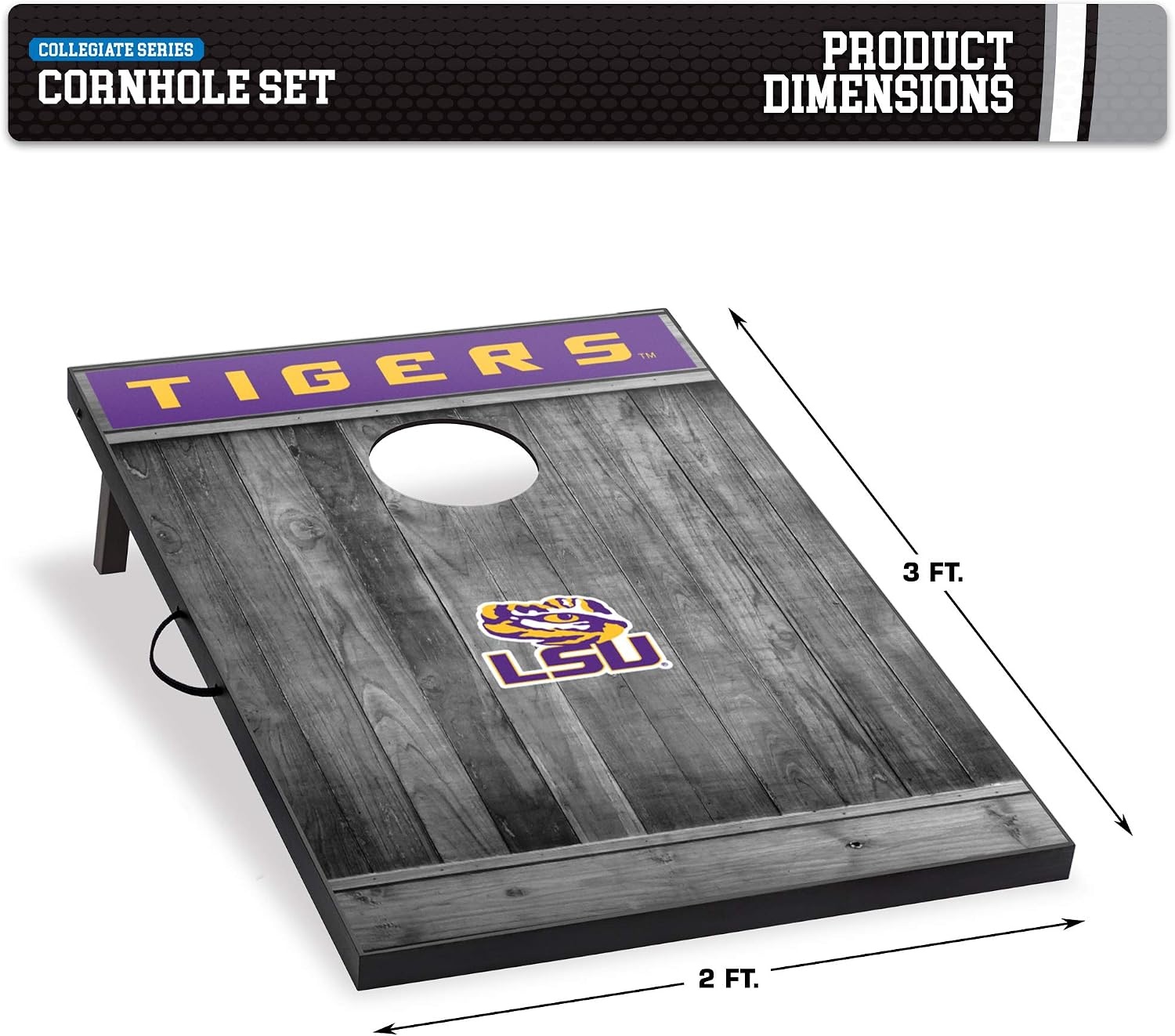 Wild Sports 2’x3′ MDF Wood NCAA College Cornhole Set(LSU Tigers)