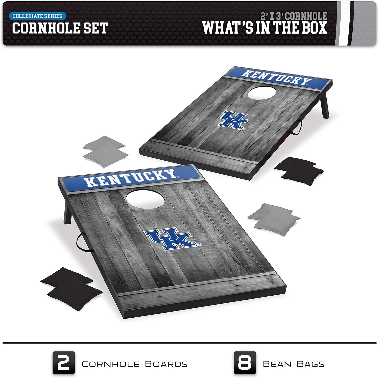 Wild Sports 2’x3′ MDF Wood NCAA College Cornhole Set(Kentucky Wildcats)