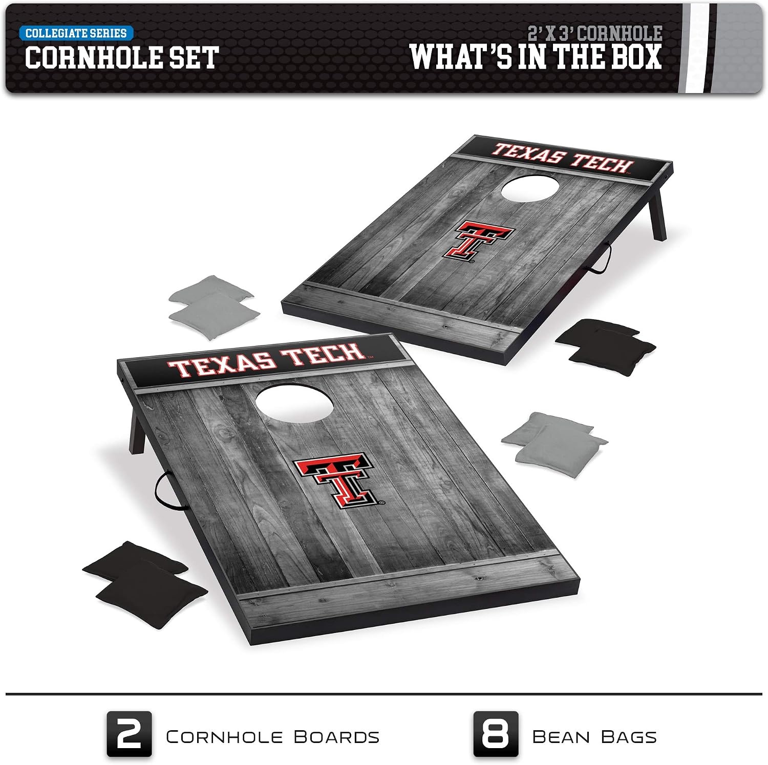 Wild Sports 2’x3′ MDF Wood NCAA College Cornhole Set(Texas Tech Red Raiders)