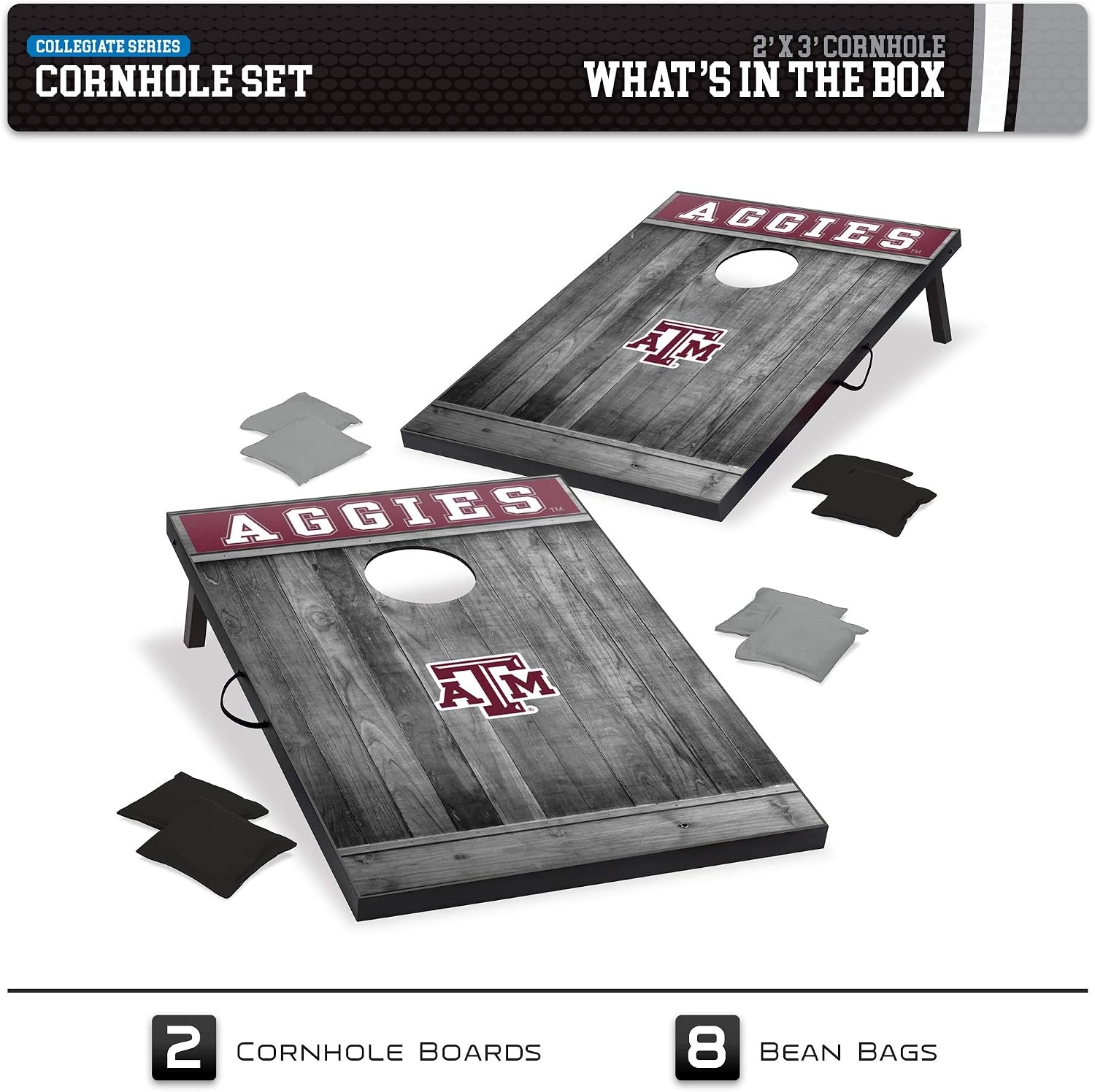 Wild Sports 2’x3′ MDF Wood NCAA College Cornhole Set(Texas A&M Aggies)