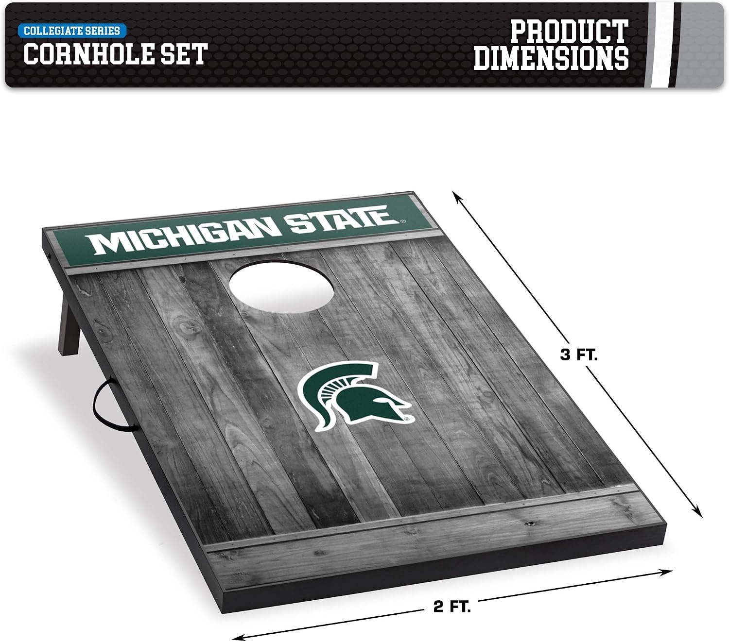 Wild Sports 2’x3′ MDF Wood NCAA College Cornhole Set(Michigan State Spartans)