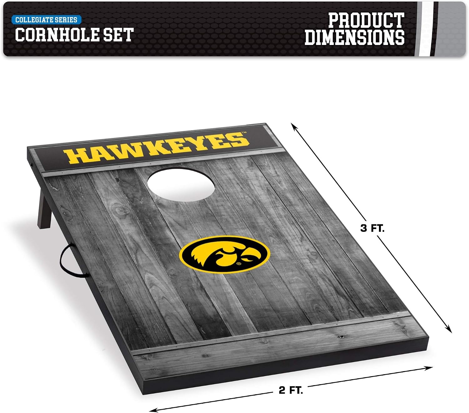 Wild Sports 2’x3′ MDF Wood NCAA College Cornhole Set(Iowa Hawkeyes)