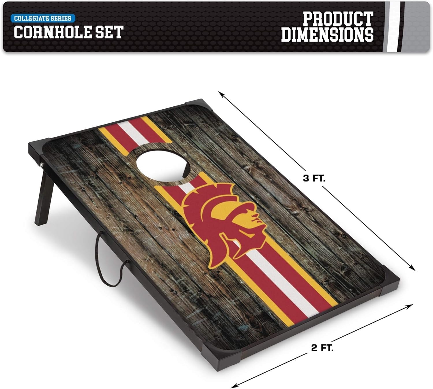 Wild Sports NCAA 2′ x 3′ MDF Deluxe Cornhole Set – with Corners and Aprons(USC Trojans)
