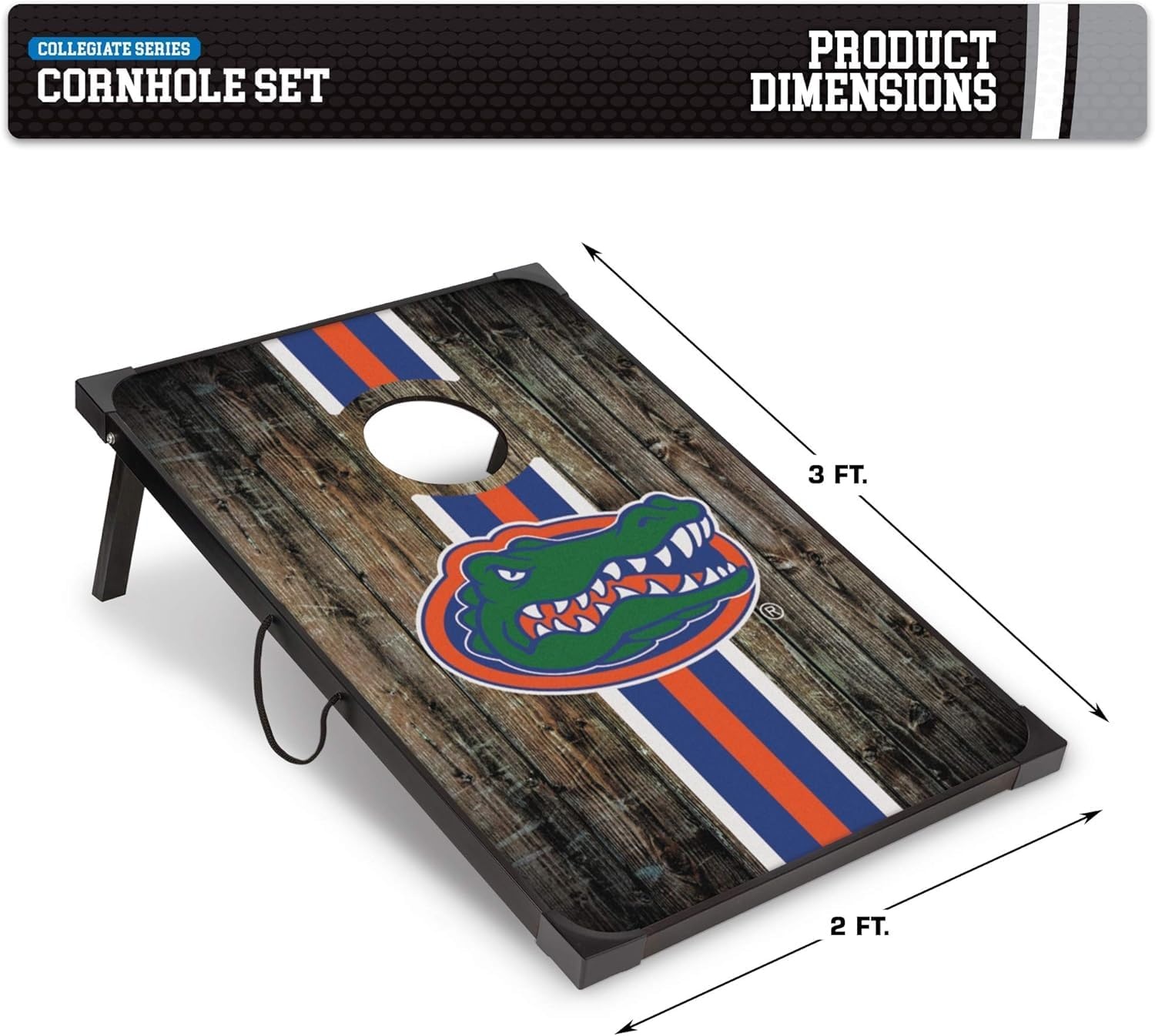 Wild Sports NCAA 2′ x 3′ MDF Deluxe Cornhole Set – with Corners and Aprons(Florida Gators)