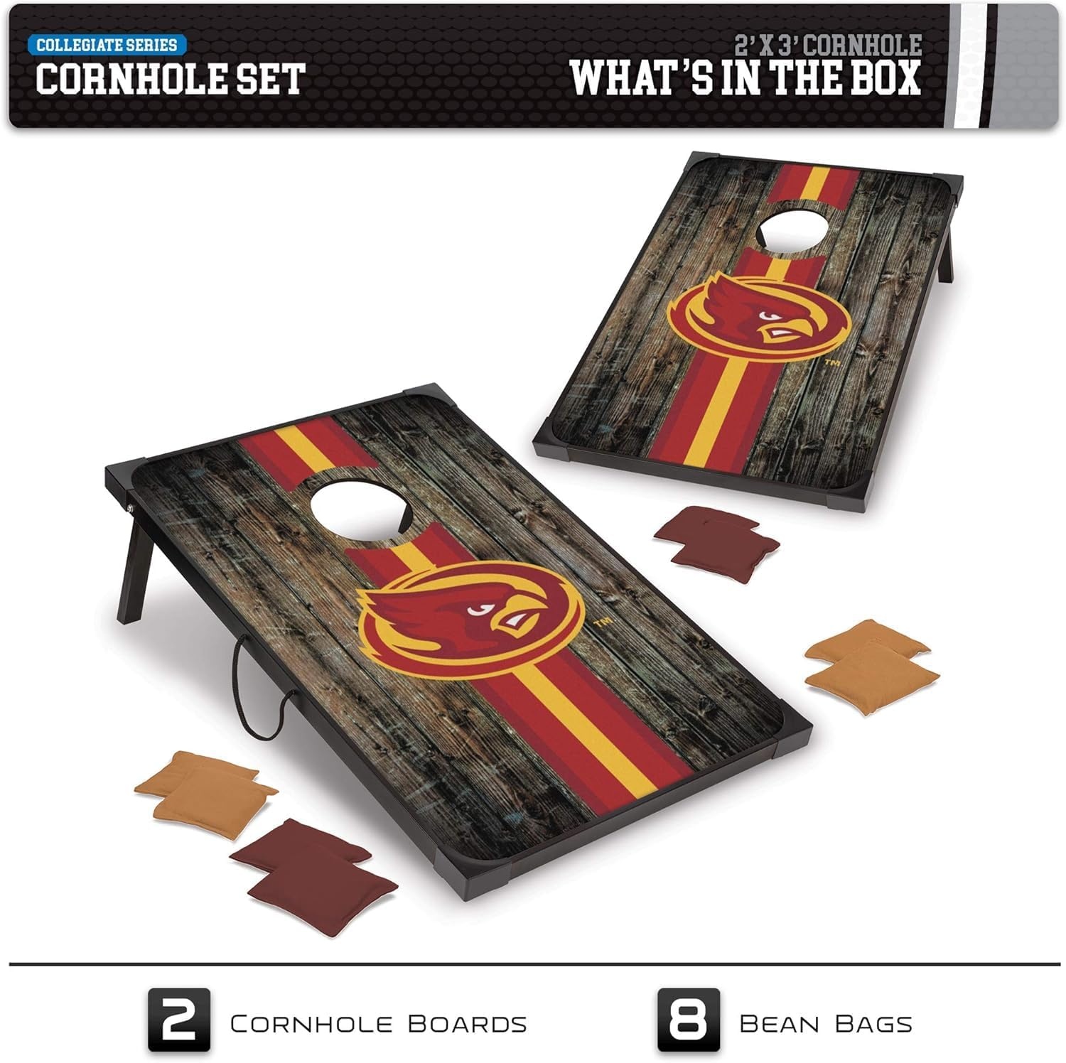 Wild Sports NCAA 2′ x 3′ MDF Deluxe Cornhole Set – with Corners and Aprons(Iowa State Cyclones)