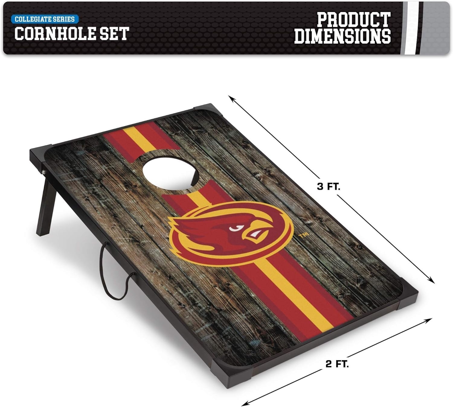 Wild Sports NCAA 2′ x 3′ MDF Deluxe Cornhole Set – with Corners and Aprons(Iowa State Cyclones)