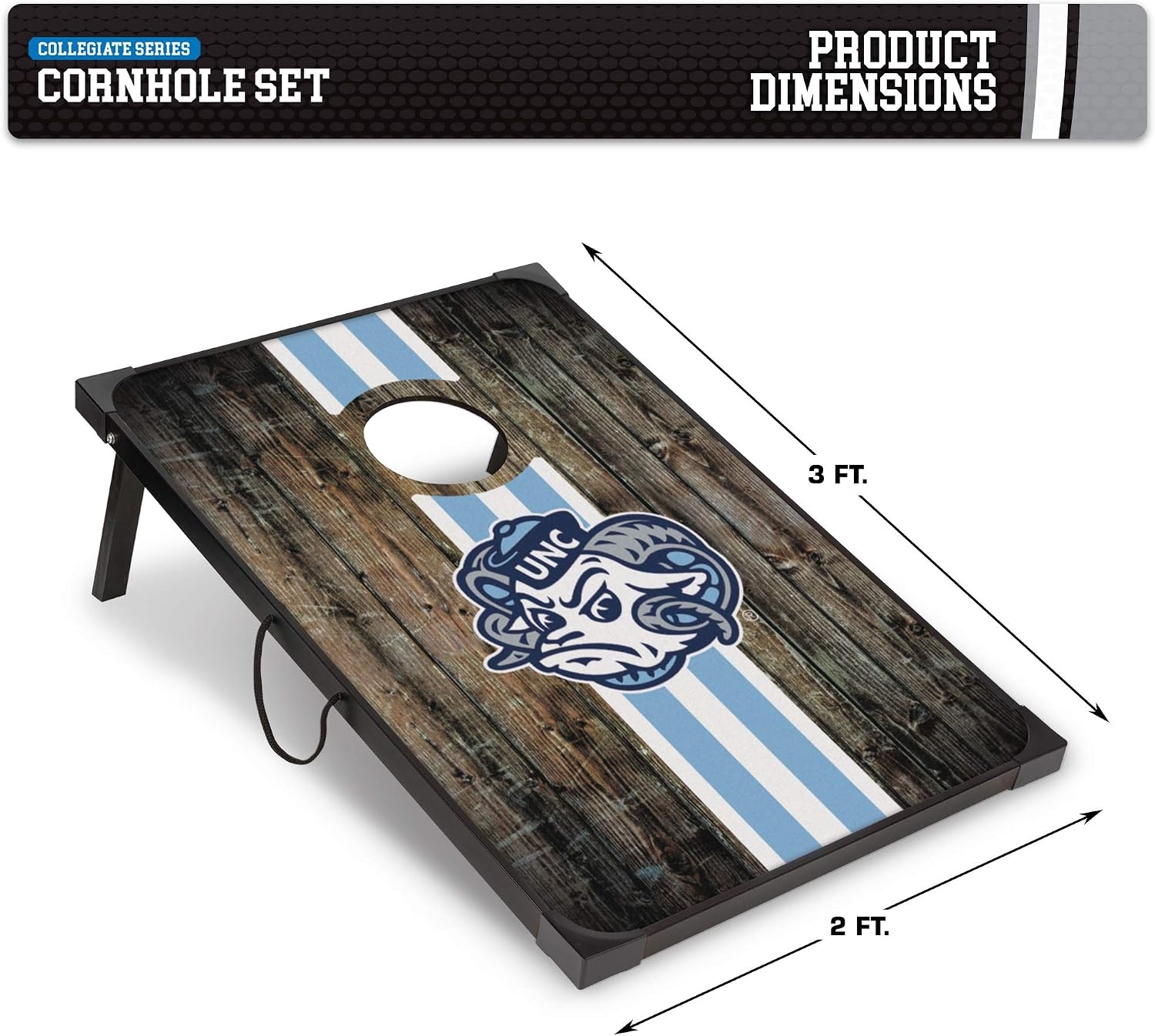 Wild Sports NCAA 2′ x 3′ MDF Deluxe Cornhole Set – with Corners and Aprons(North Carolina Tar Heels)