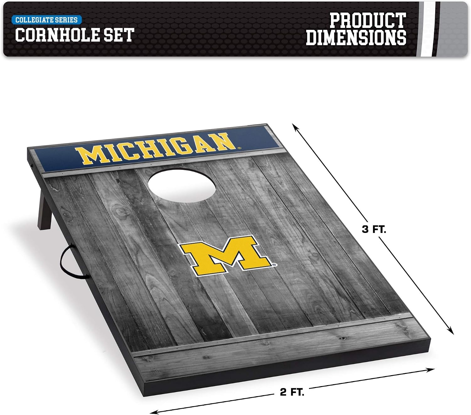 Wild Sports 2’x3′ MDF Wood NCAA College Cornhole Set(Michigan Wolverines)