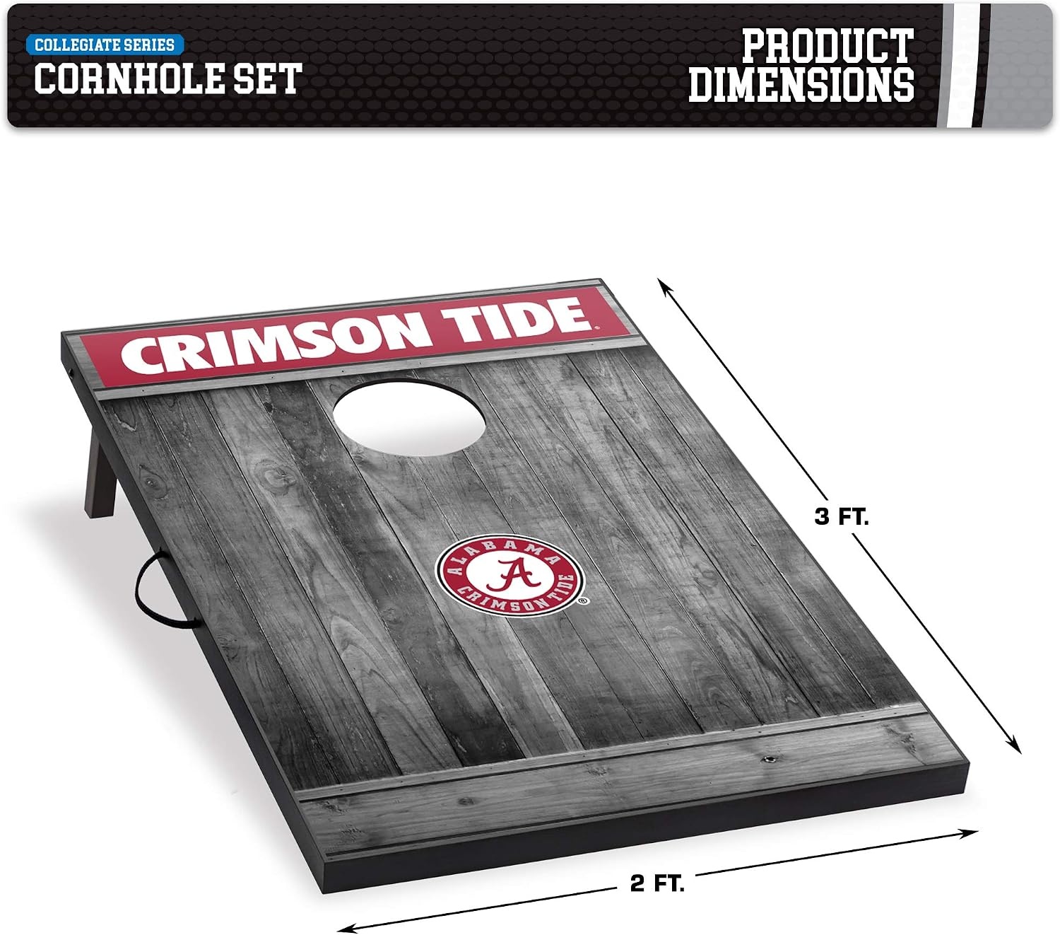 Wild Sports 2’x3′ MDF Wood NCAA College Cornhole Set(Alabama Crimson Tide)