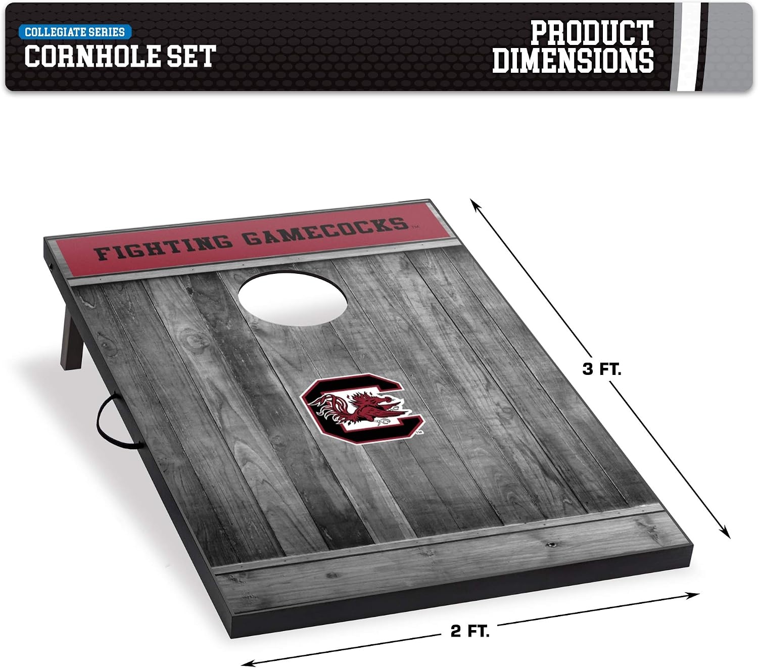 Wild Sports 2’x3′ MDF Wood NCAA College Cornhole Set(South carolina gamecocks)