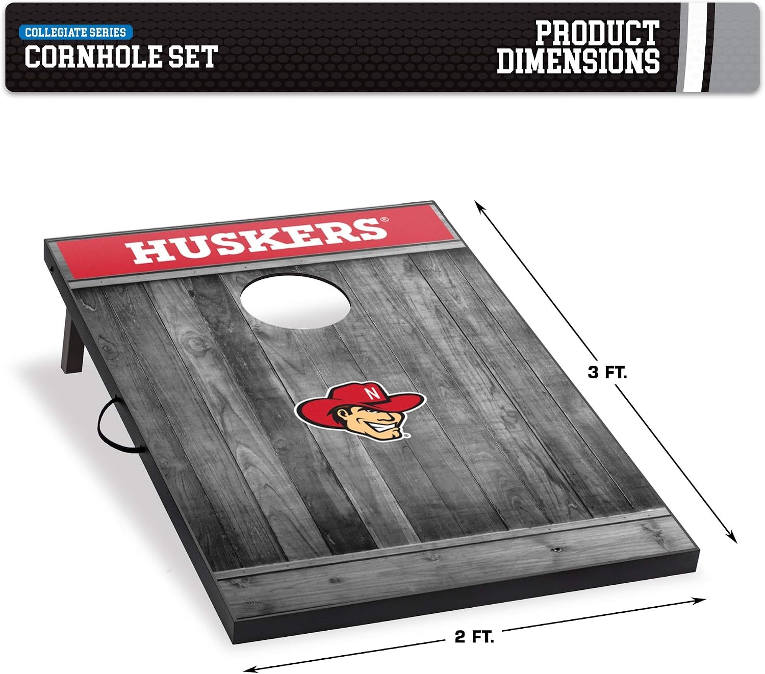 Wild Sports 2’x3′ MDF Wood NCAA College Cornhole Set(Nebraska Cornhuskers)