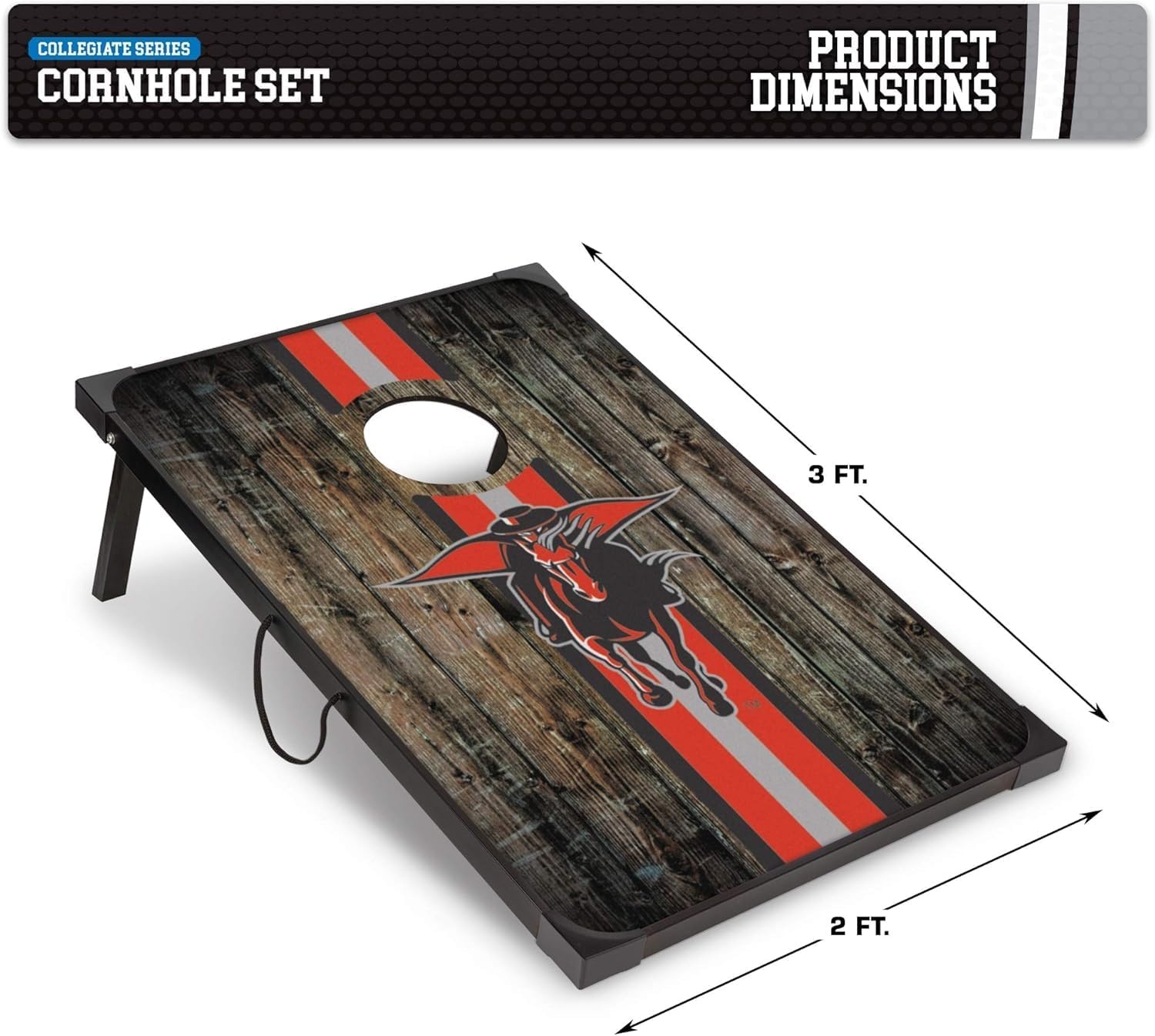 Wild Sports NCAA 2′ x 3′ MDF Deluxe Cornhole Set – with Corners and Aprons(Texas Tech Red Raiders)