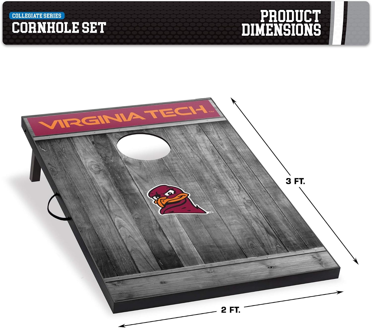Wild Sports 2’x3′ MDF Wood NCAA College Cornhole Set(Virginia Tech Hokies)