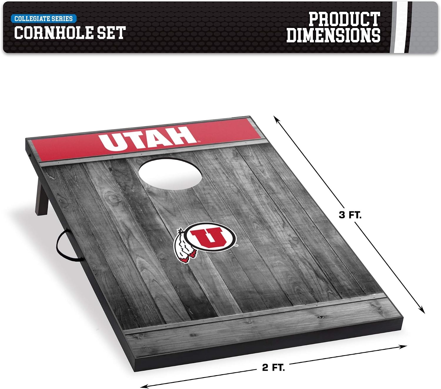 Wild Sports 2’x3′ MDF Wood NCAA College Cornhole Set(Utah Utes)