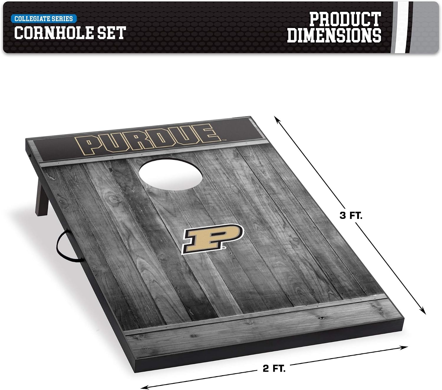 Wild Sports 2’x3′ MDF Wood NCAA College Cornhole Set(Purdue Boilermakers)
