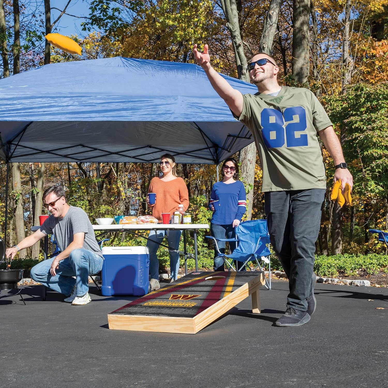 NFL Pro Football 2′ x 4′ Wood Direct Print Tournament Cornhole Set by Wild Sports, Comes with 8 Bean Bags – Perfect for Tailgate, Outdoor, Backyard(Washington Commanders)