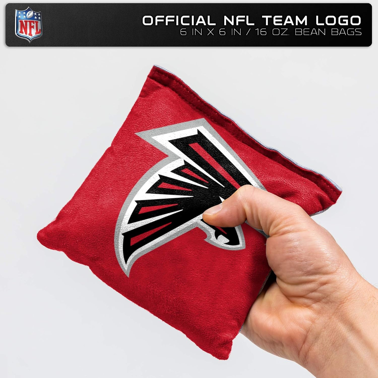 NFL Pro Football Dual Sided Bean Bags by Wild Sports, 8 Count, Premium Toss Bags for Cornhole Set – Great for Tailgates, Outdoors, Backyard(Atlanta Falcons)
