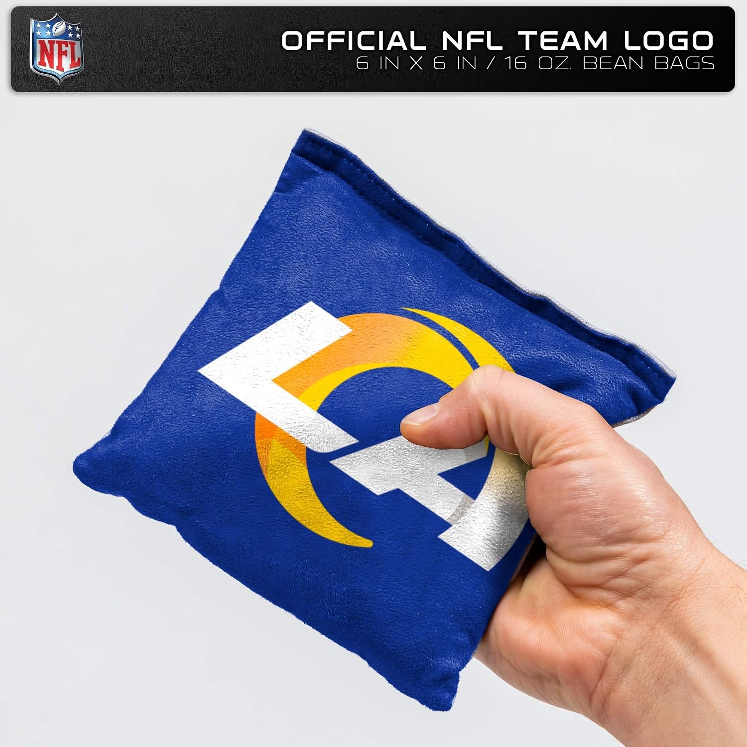 NFL Pro Football Dual Sided Bean Bags by Wild Sports, 8 Count, Premium Toss Bags for Cornhole Set – Great for Tailgates, Outdoors, Backyard(Los Angeles Rams)