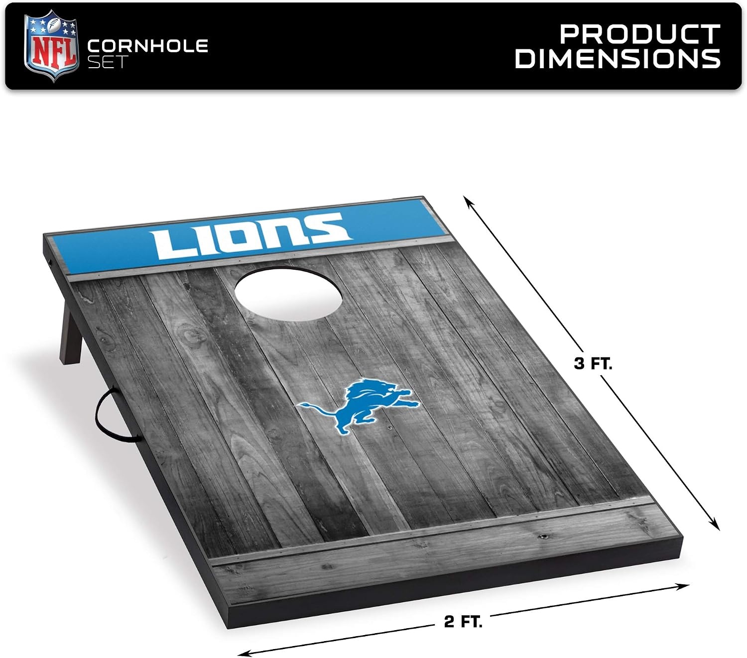 Wild Sports 2’x3′ MDF Wood NFL Cornhole Set(Detroit Lions)
