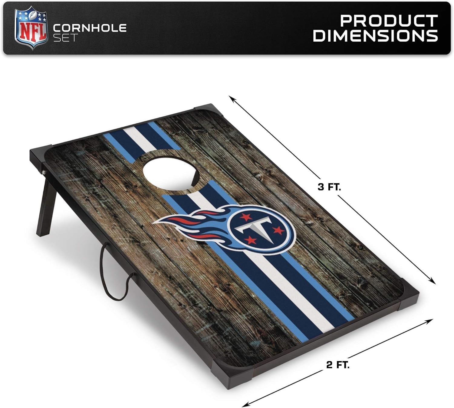 Wild Sports NFL 2′ x 3′ MDF Deluxe Cornhole Set – with Corners and Aprons(Tennessee Titans)