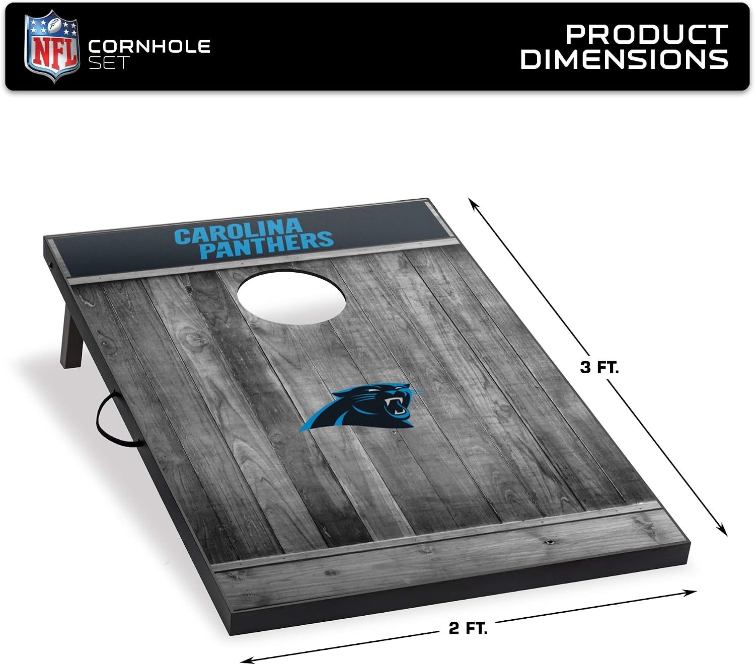 Wild Sports 2’x3′ MDF Wood NFL Cornhole Set(Carolina Panthers)