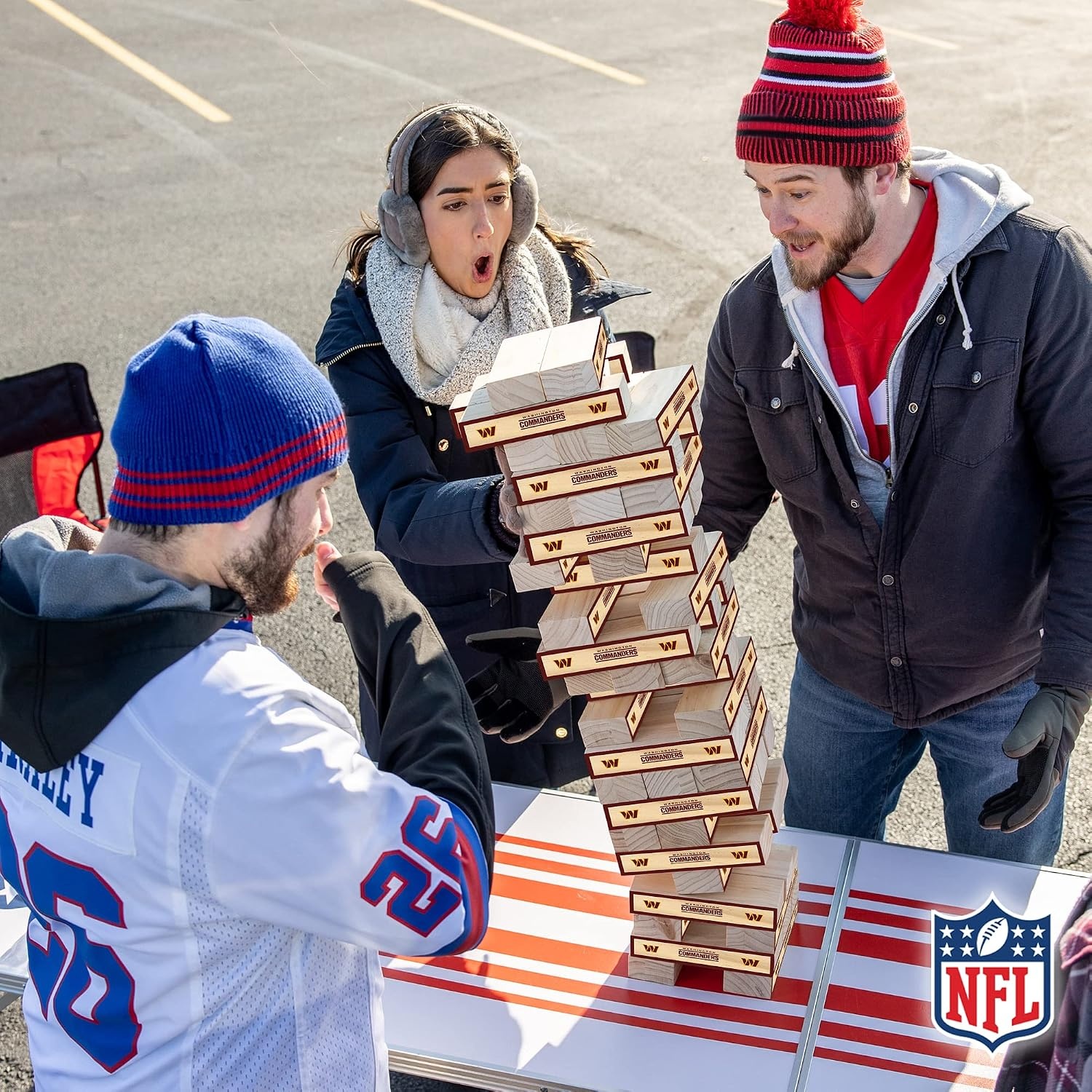 Wild Sports NFL Giant Stacking Wooden Blocks – Tumbling Tower Classic Family Game Stacks – Great Gift for Any Football Fan (Washington Commanders)