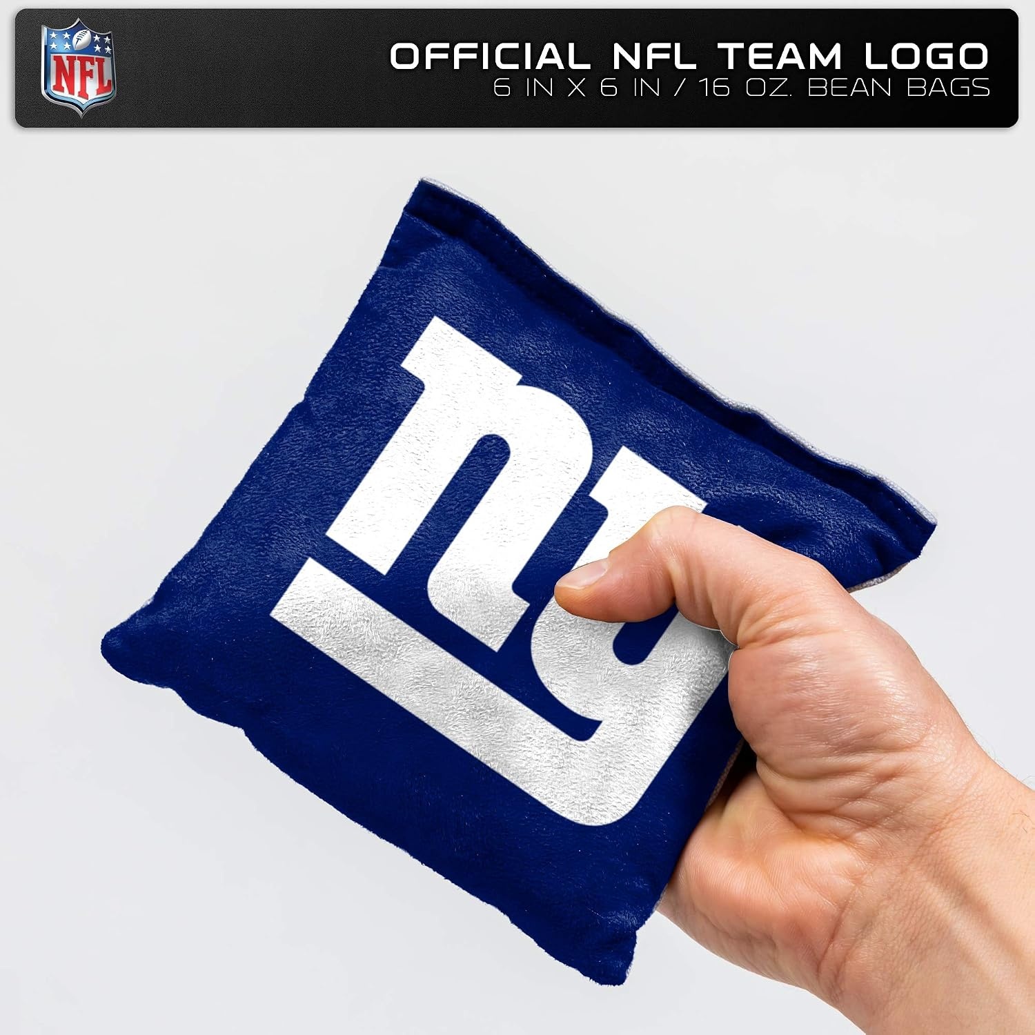 NFL Pro Football Dual Sided Bean Bags by Wild Sports, 8 Count, Premium Toss Bags for Cornhole Set – Great for Tailgates, Outdoors, Backyard(New York Giants)