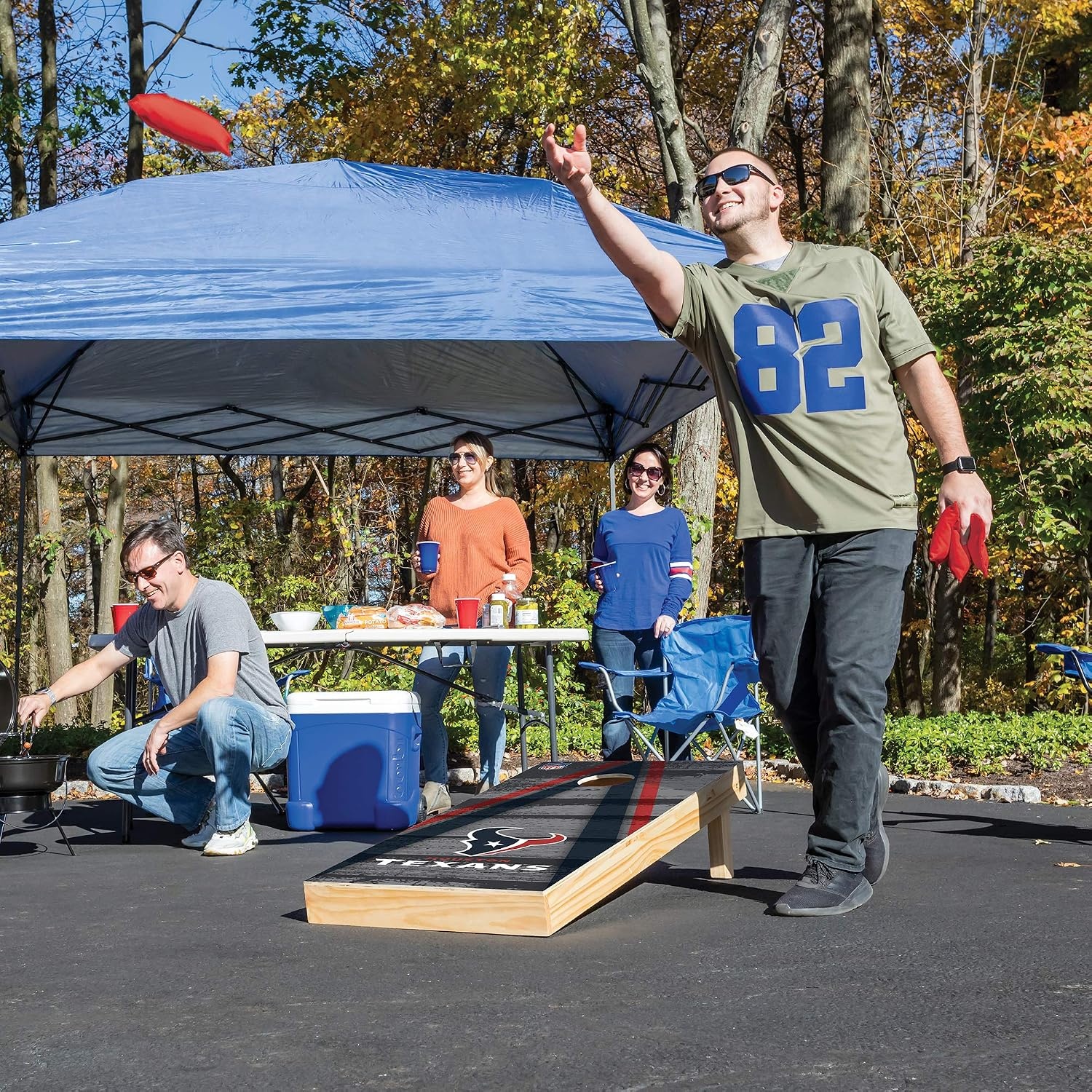 NFL Pro Football 2′ x 4′ Wood Direct Print Tournament Cornhole Set by Wild Sports, Comes with 8 Bean Bags – Perfect for Tailgate, Outdoor, Backyard(Houston Texans)