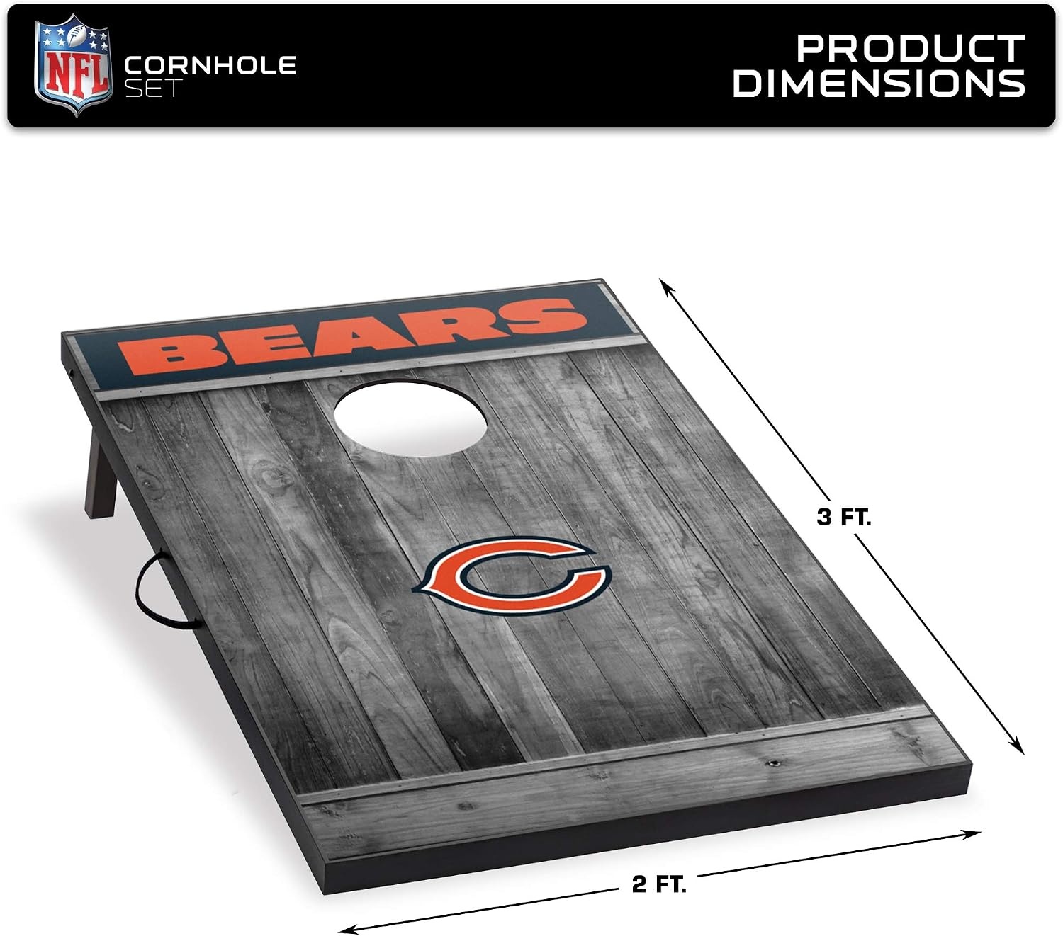 Wild Sports 2’x3′ MDF Wood NFL Cornhole Set(Chicago Bears)